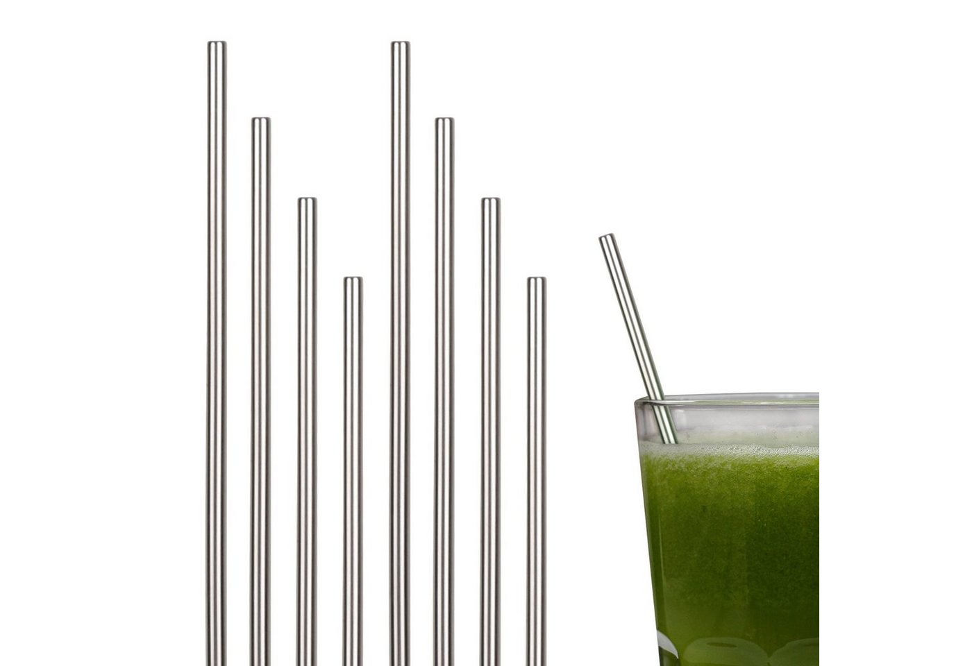 Bestlivings Trinkhalme 06121 Edelstahl Strohhalme, (Set, 8-tlg., inkl. Reinigungsbürste), nachhaltige Trinkröhrchen im Set 21cm wiederverwendbar