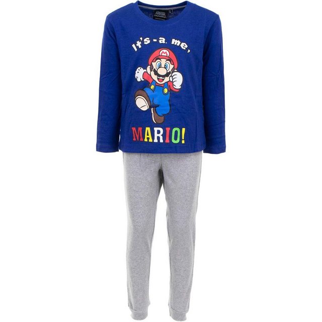 Super Mario Schlafanzug »Super Mario langer Schlafanzug Its a me Pyjama Blau Grau Gr. 98 104 110 116 122 128«  - Onlineshop Otto