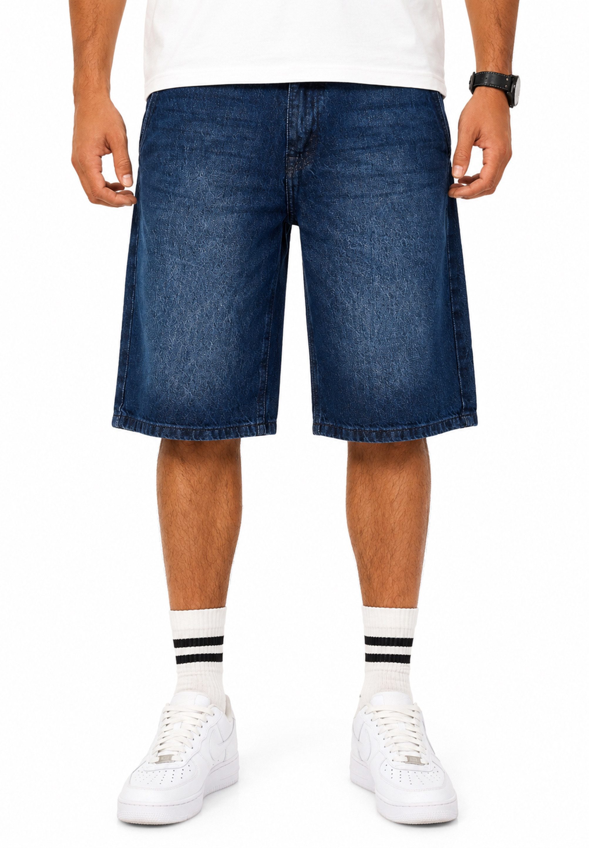 SOULSTAR Jeansshorts im Baggy-Fit aus 100% Baumwolle für Herren Kurze Hose - Sommer-Shorts Bermuda für Männer