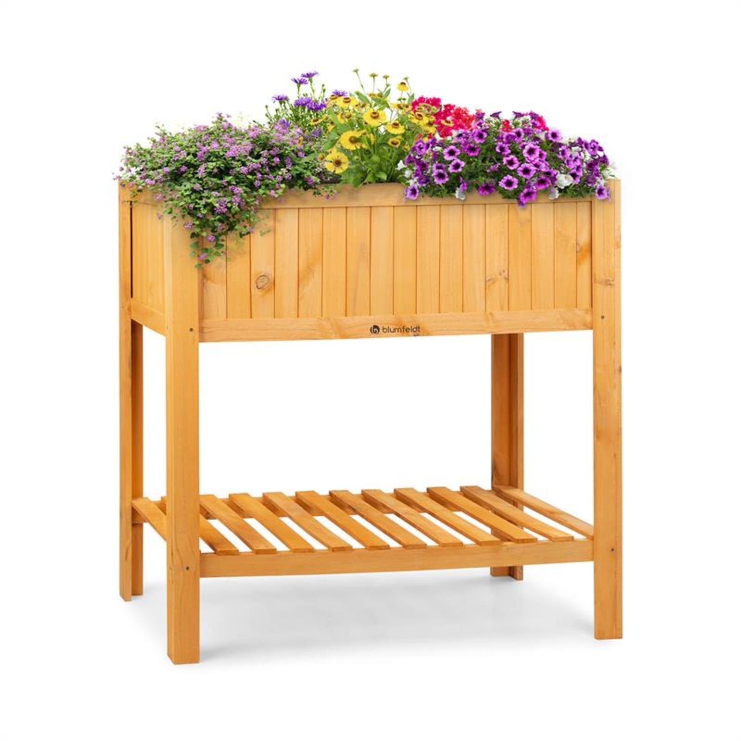 blumfeldt Blumentopf Altiplano Cubic, Pflanzkübel Outdoor Balkon außen groß Holz Garten