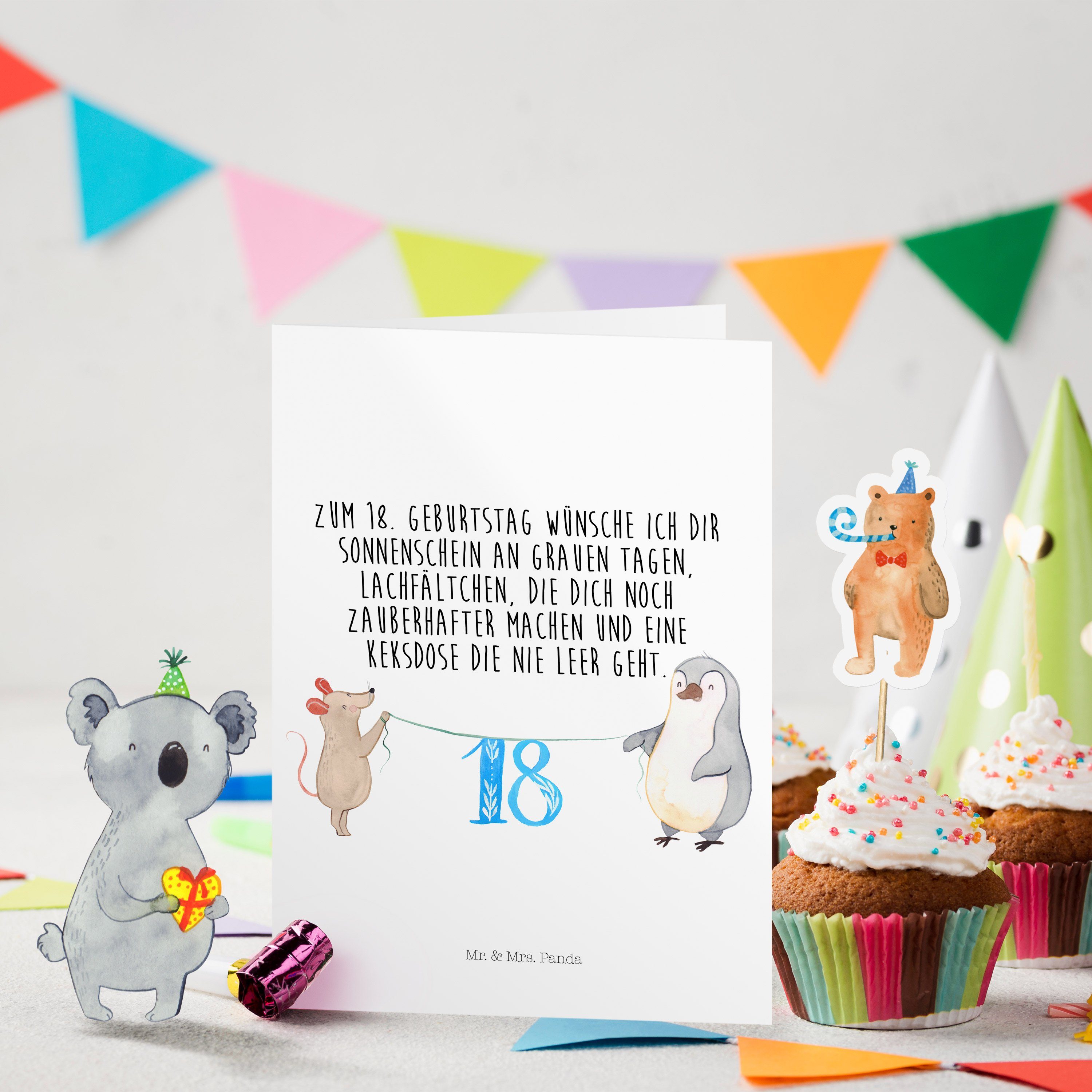 Maus Geburtstagsgeschenk, Pinguin Panda Geburtstag 18. - Mr. Geschenk, Weiß G - Mrs. Geburtstagskarten &