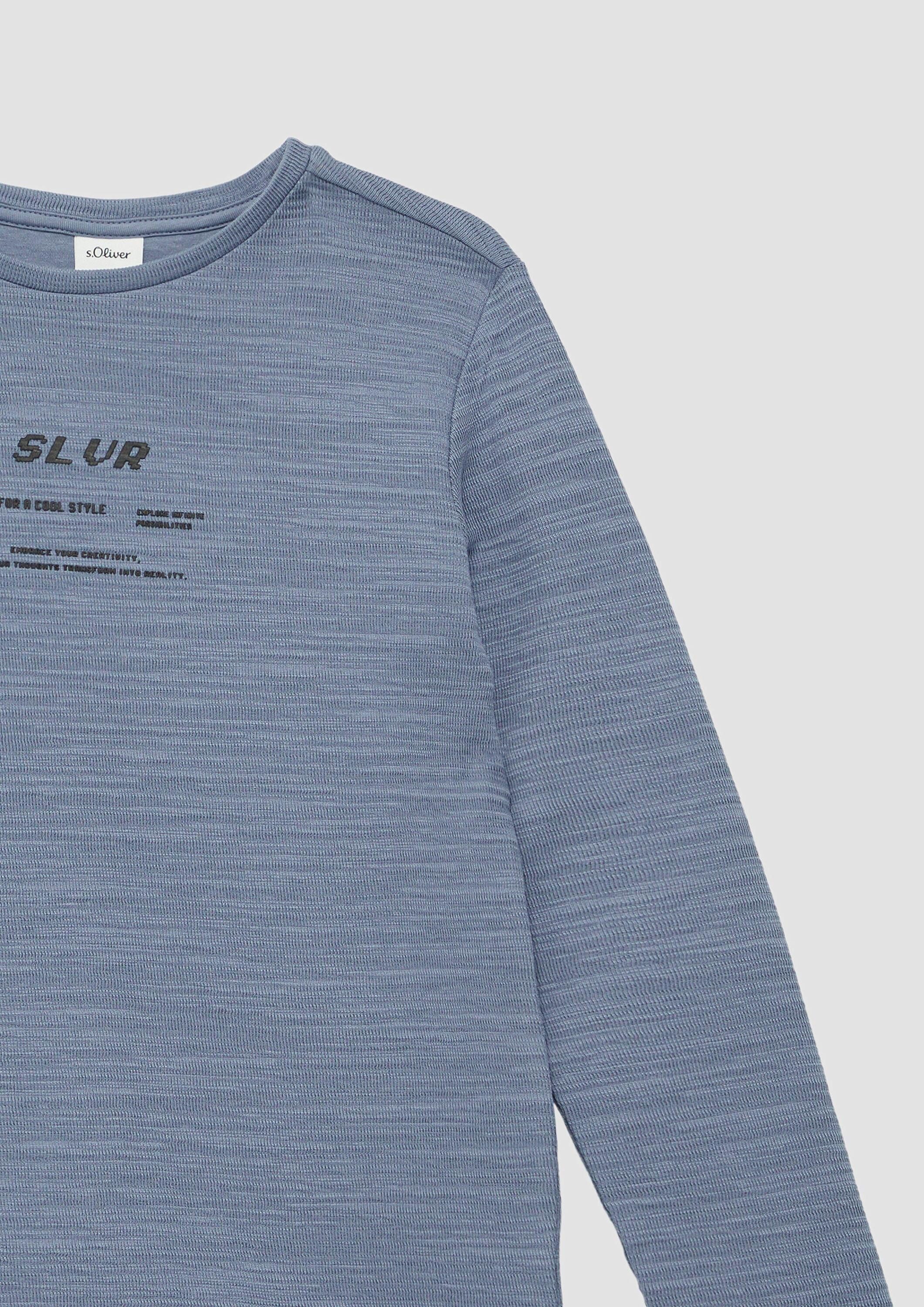 s.Oliver Langarmshirt T-Shirt Strukturiertes Langarmshirt mit Frontprint – Bild 4 von 4