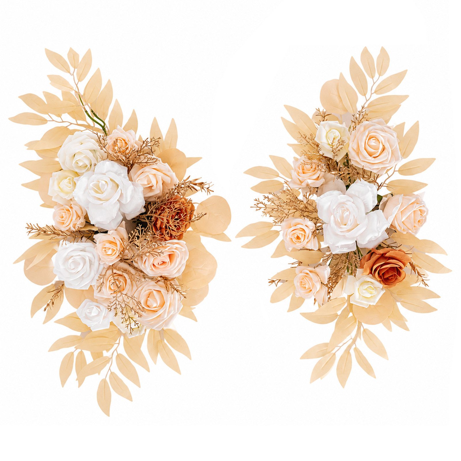 Kunstblumenstrauß Künstliche Hochzeitsblumen Beige Gold, Youyijia