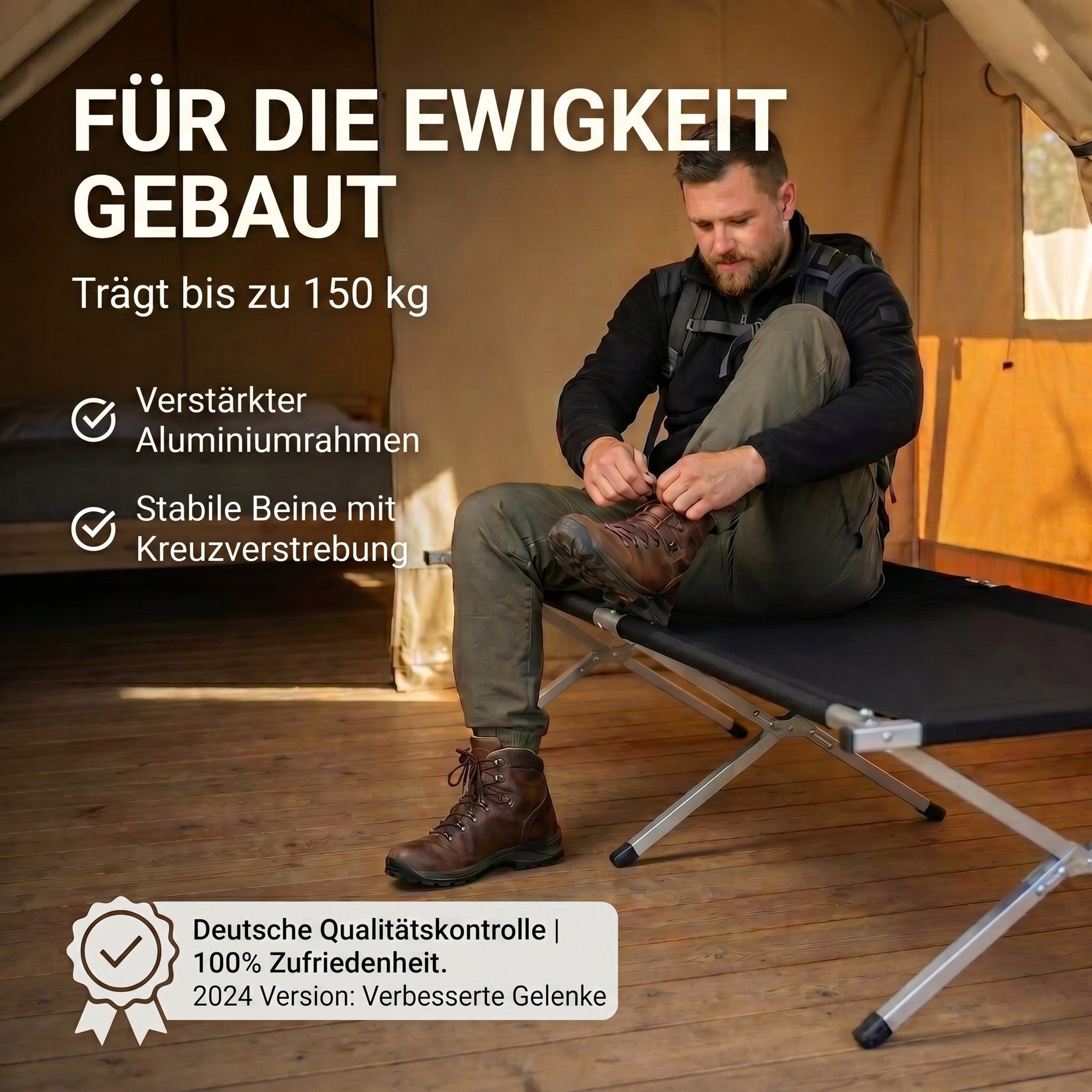 Feldbett Faltbares Aluminium-Feldbett – Robust & Leicht für Camping & Gästebett