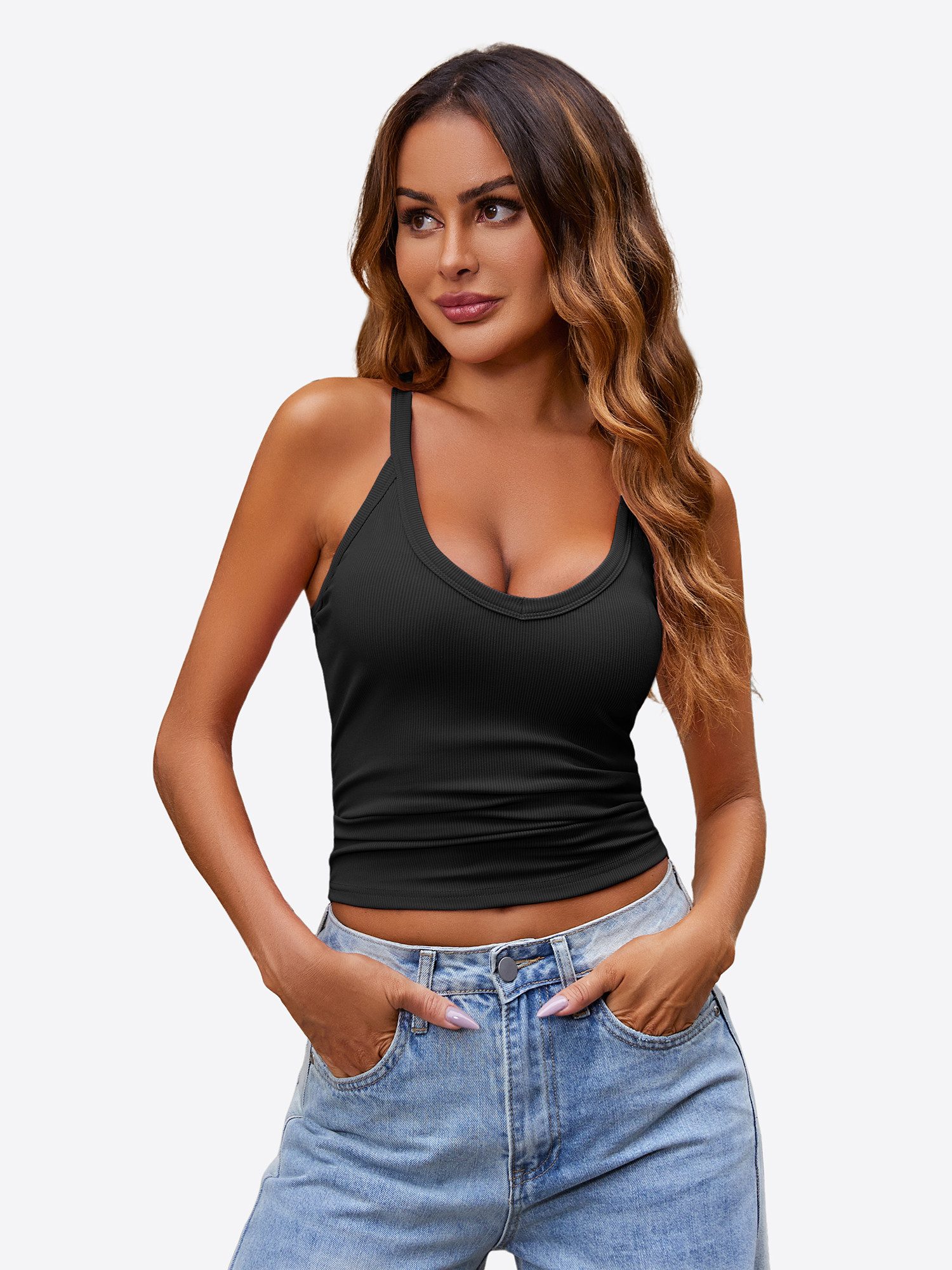 Imily Bela Trägertop Damen Elastisches Yoga Tanktop (Packung, 1-tlg., 1per-Pack) in Unifarbe