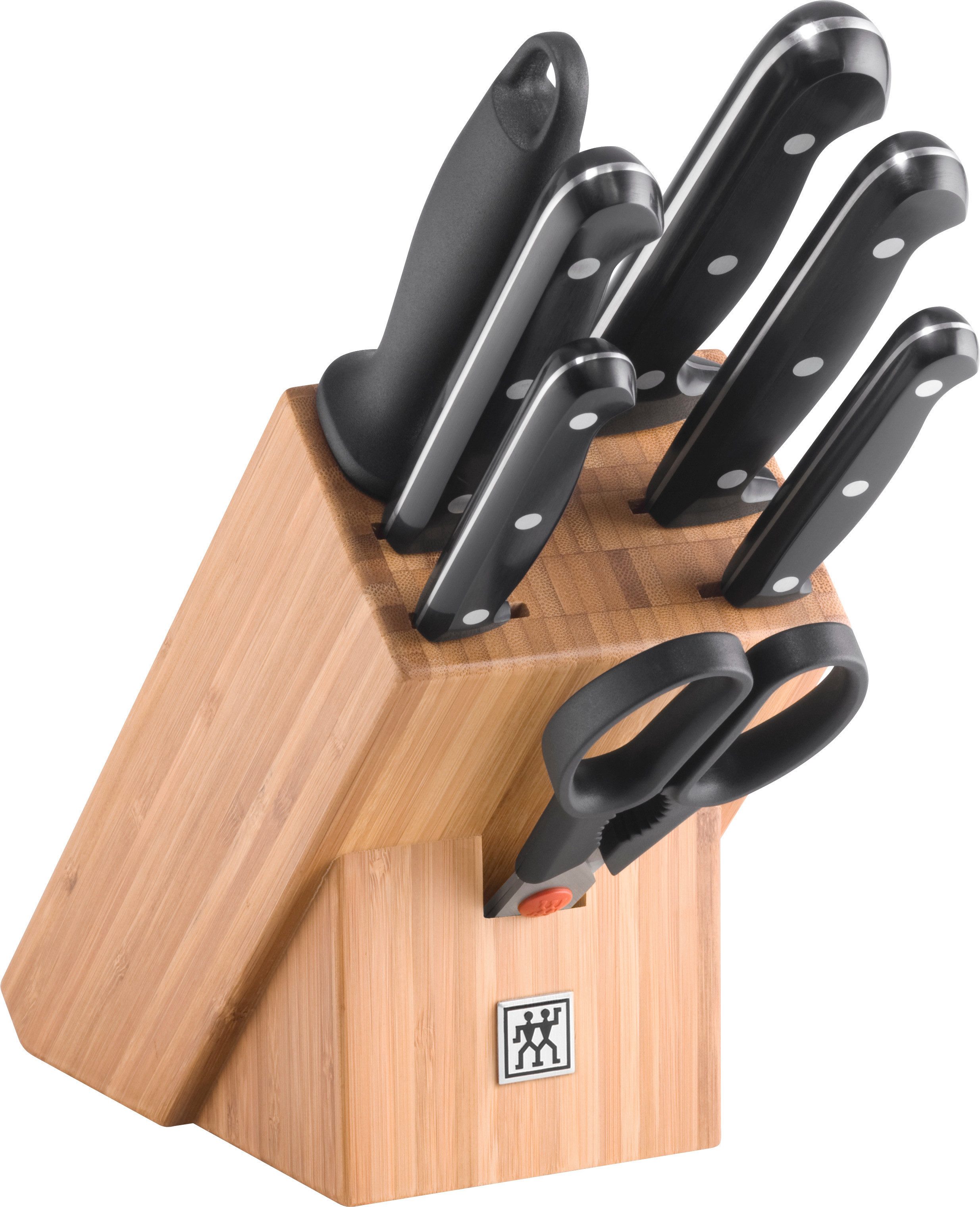 Zwilling Messerblock TWIN Chef 2 (8tlg), Messerblock mit 5 Messern + 1 Schere + 1 Wetzstahl, Bambus