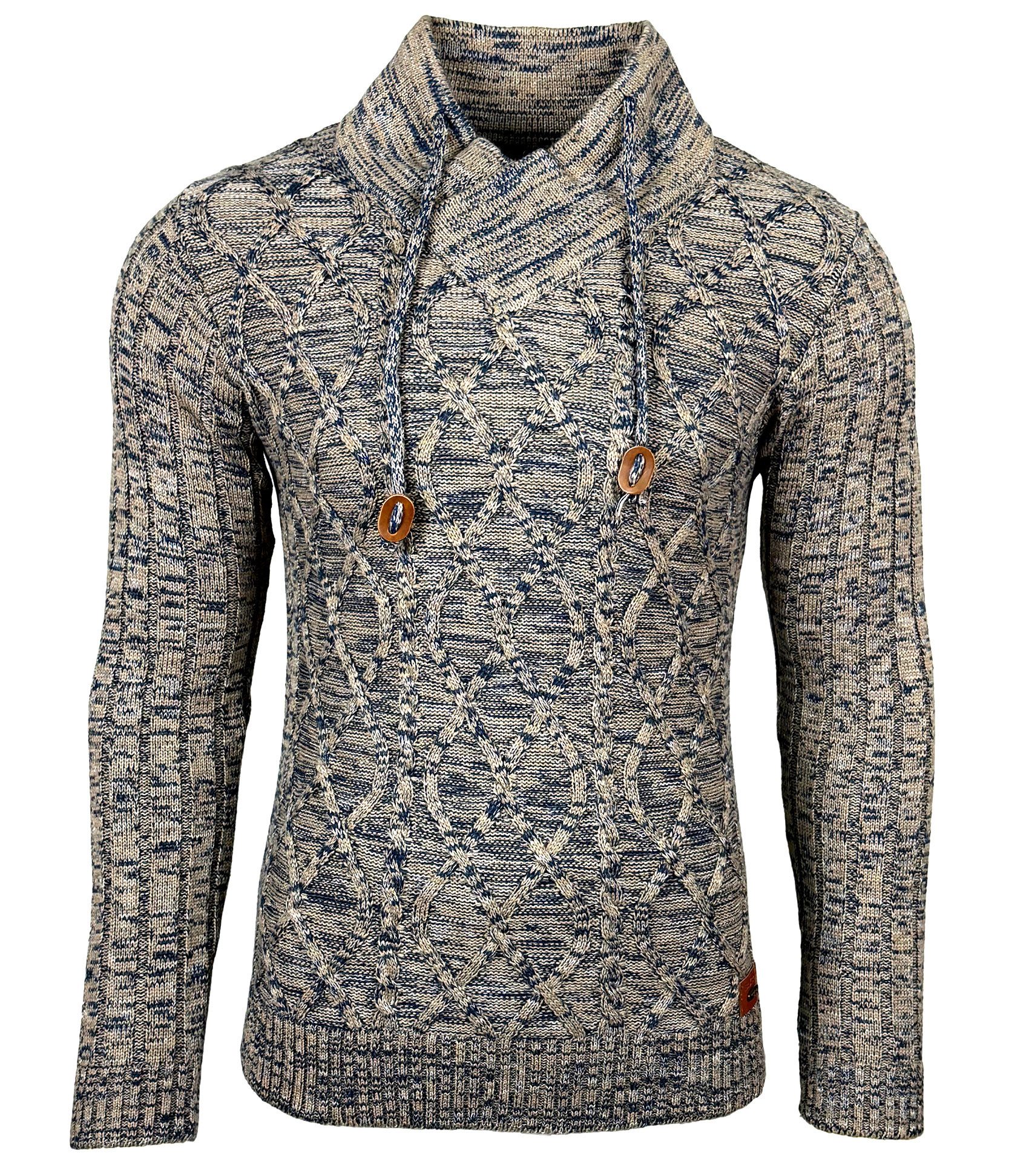 Strickpullover Baxboy Herren Meliert Pullover Stehkragen Winter-Freizeit Pulli B-292