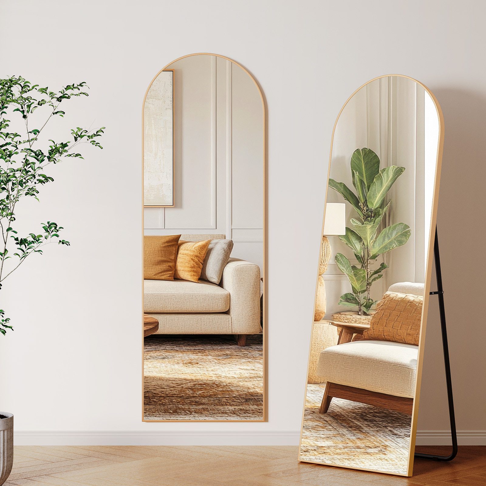 TLGREEN Ganzkörperspiegel 150 x 50 cm, gewölbter Standspiegel mitAluminiumr günstig online kaufen