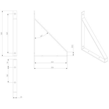 SO-TECH® Wandregalhalter Regalkonsole RK08 schwarz Stahl Regalwinkel für Holzplatten, 1-tlg., Tragkraft je Paar: 30 kg