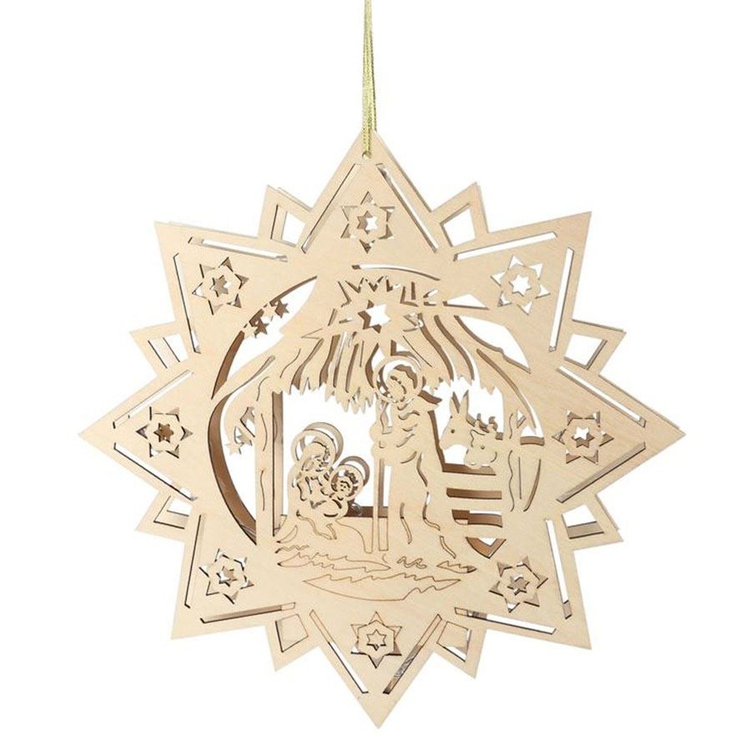 sesua Stern Weihnachtsstern Holz 30cm Krippe LED's 10 Dekostern aus