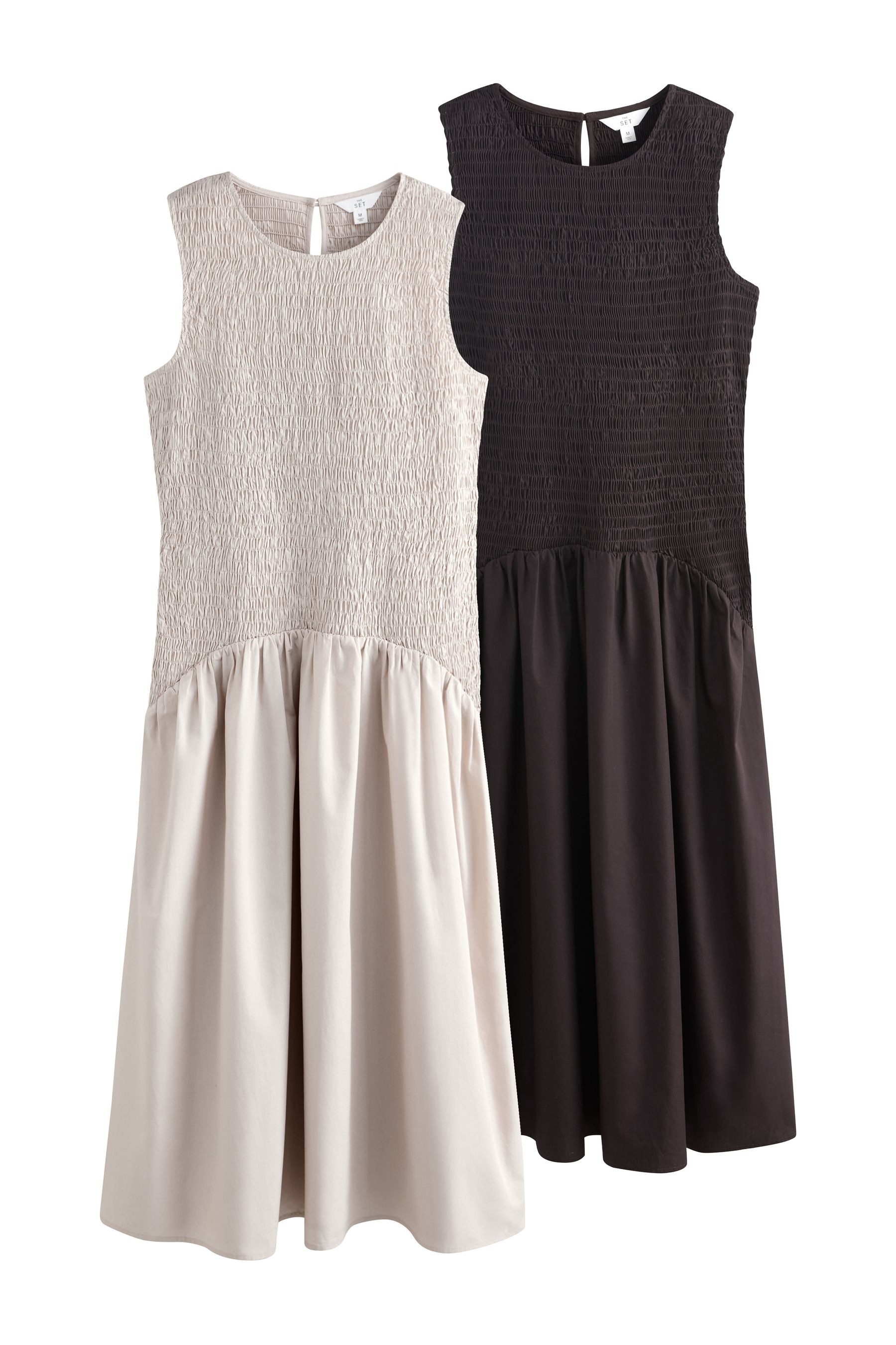 The Set Maxikleid The Set ärmellose, gesmokte Maxikleider, 2er-Pack (2-tlg)