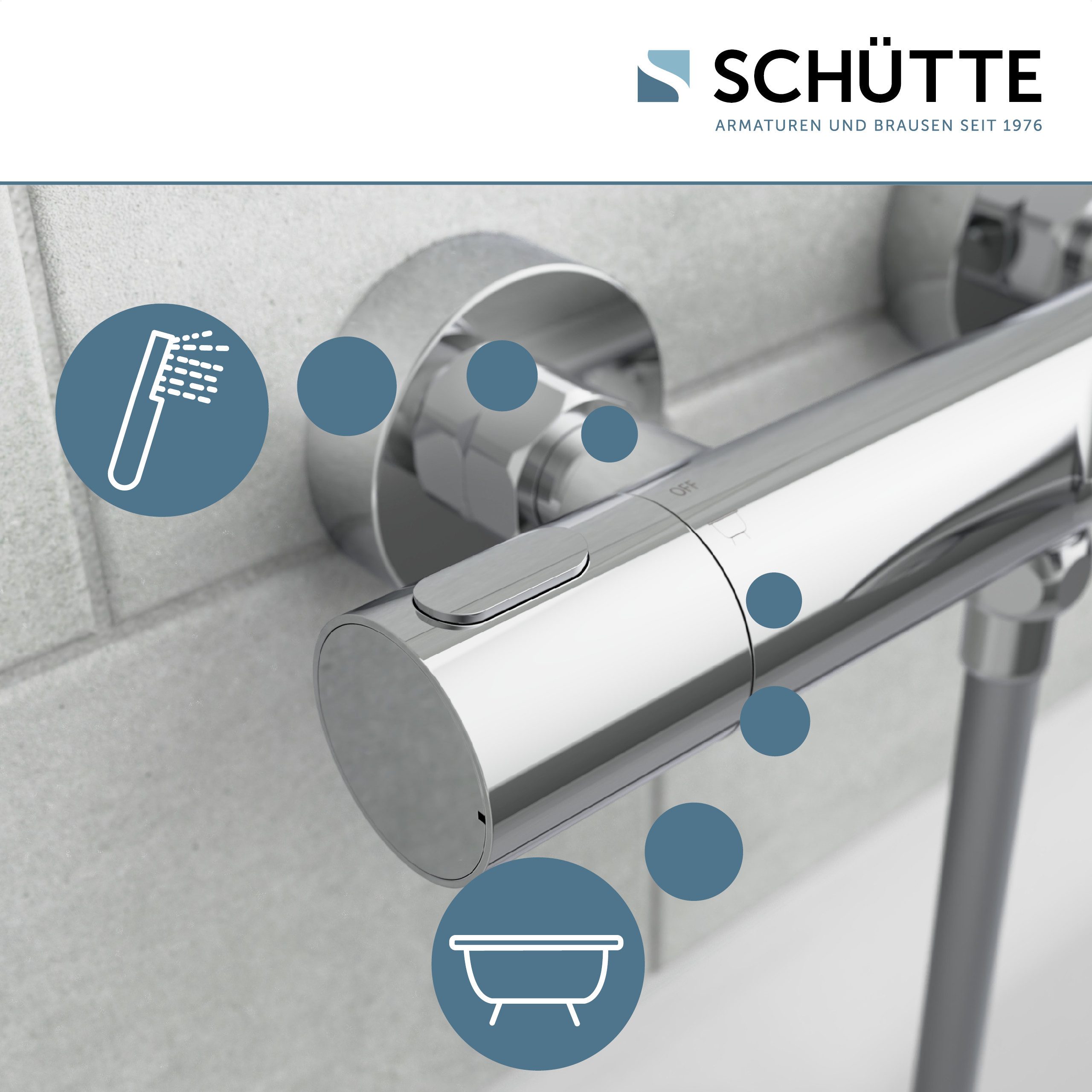Schütte Wannenarmatur »LOS ANGELES« Thermostat Wannenfüllarmatur (1-St) Thermostat-Element „Made in Europe“