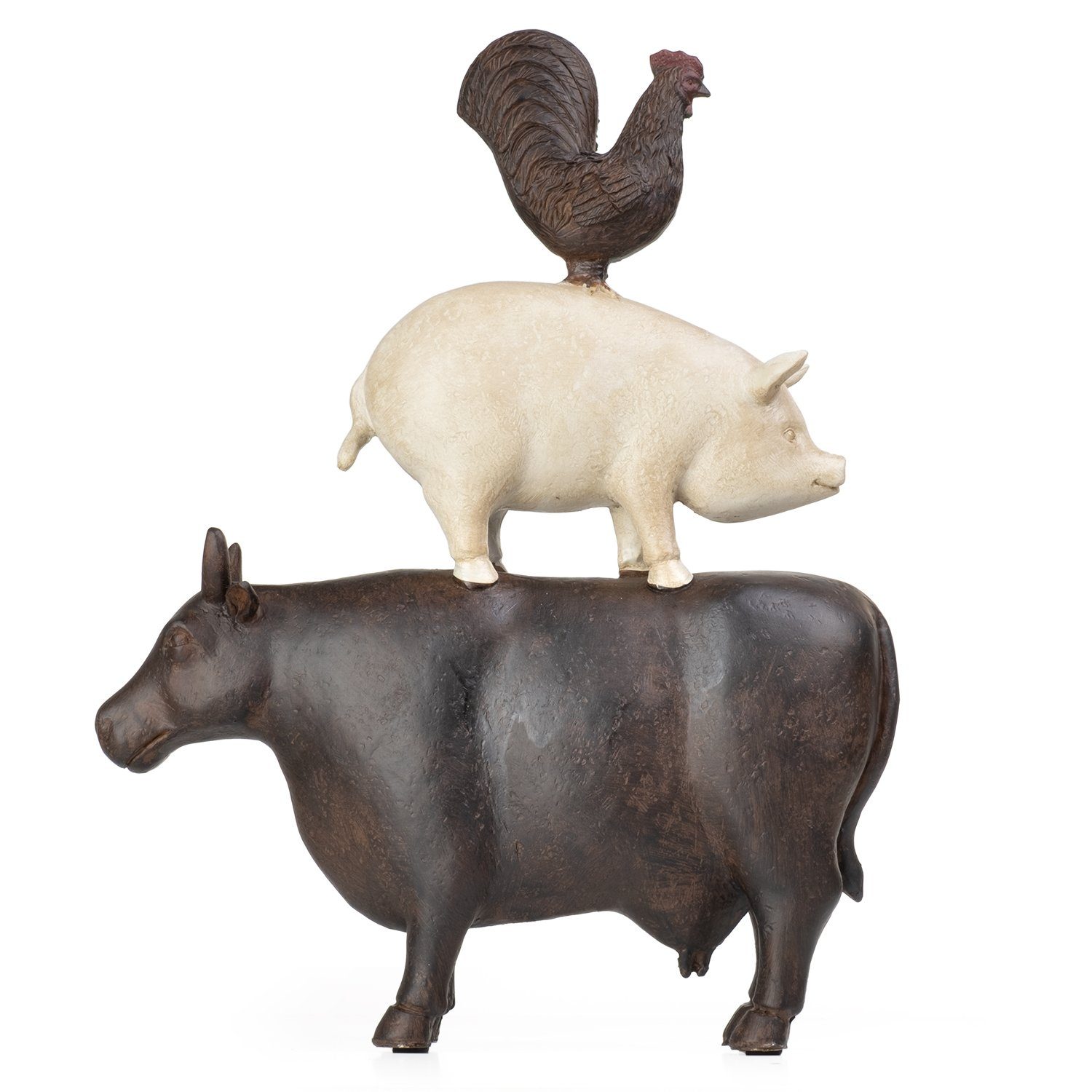 und Polyresin, Schwein Dekoelement Deko-Figur Dekoration aus Kuh aus Hahn Moritz Dekofigur Polyresin Dekofigur aufeinander stehen Figuren