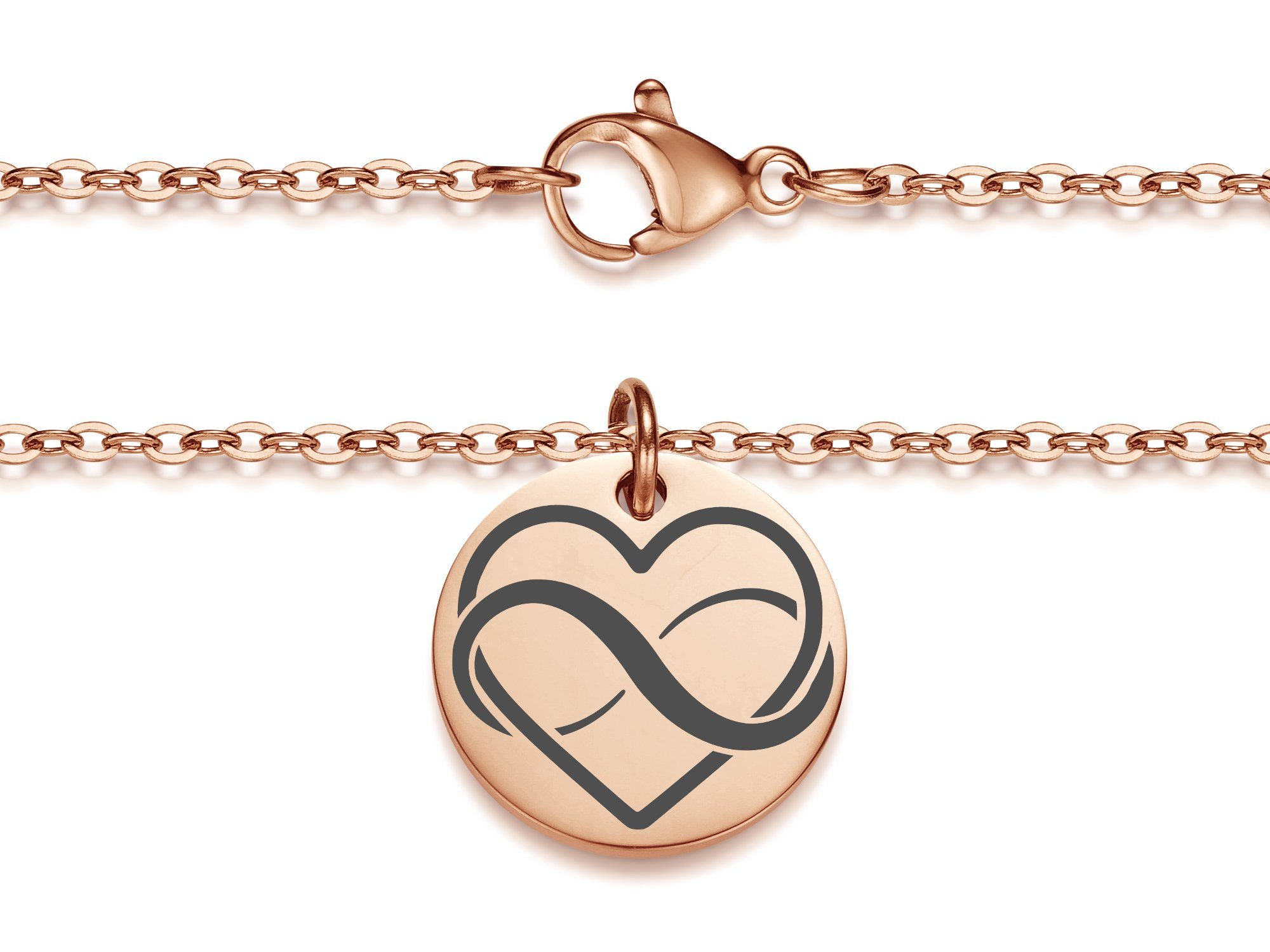 mit vier und rosé Anhänger - Längen zwei Farben mit Anhänger Silberkettenstore Herz Halskette Edelstahl, wählbar Kette