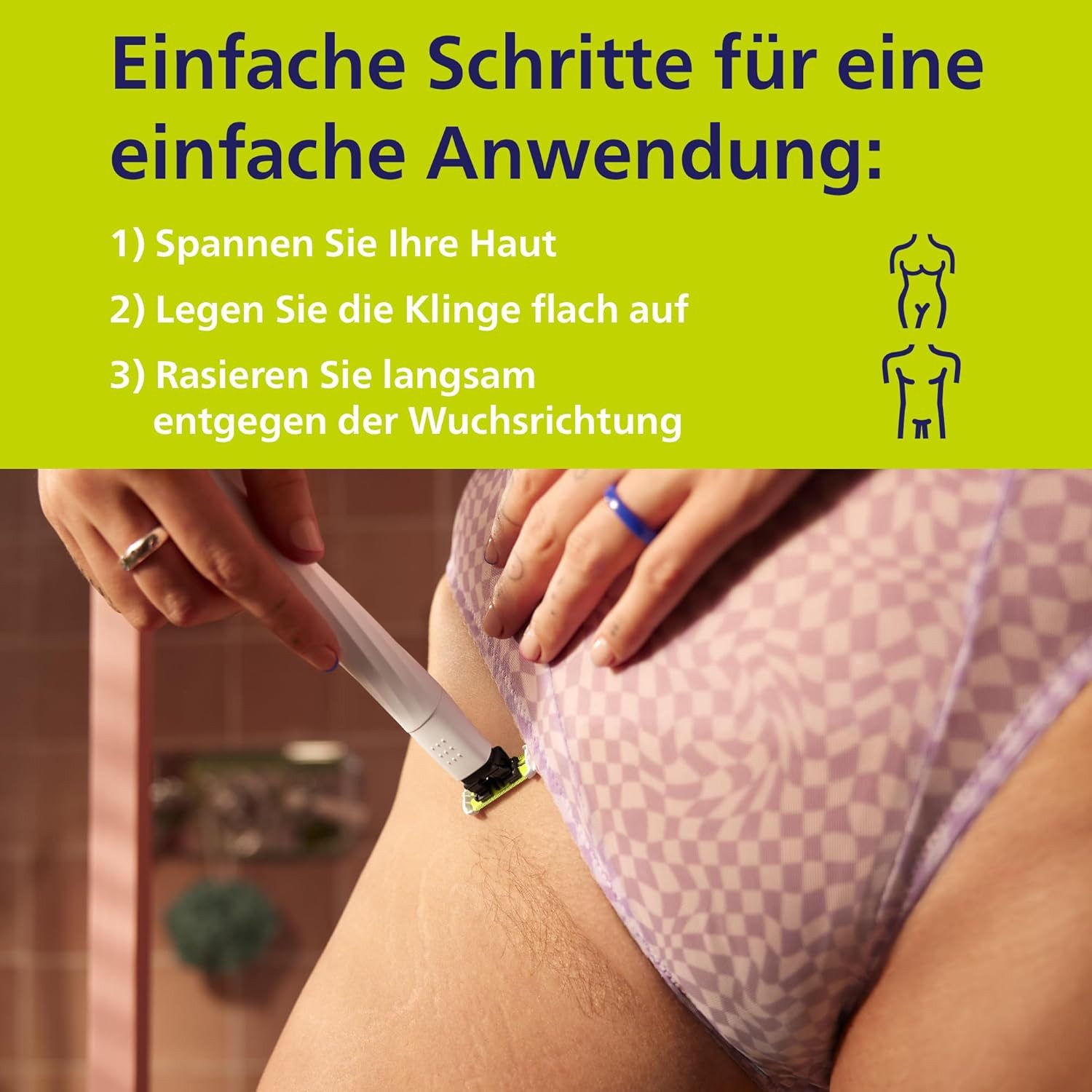 Philips Beauty-Trimmer OneBlade Intimate QP1924/30 Elektrischer Intimrasierer Frauen Männer, Intimrasur Damen Herren weiß