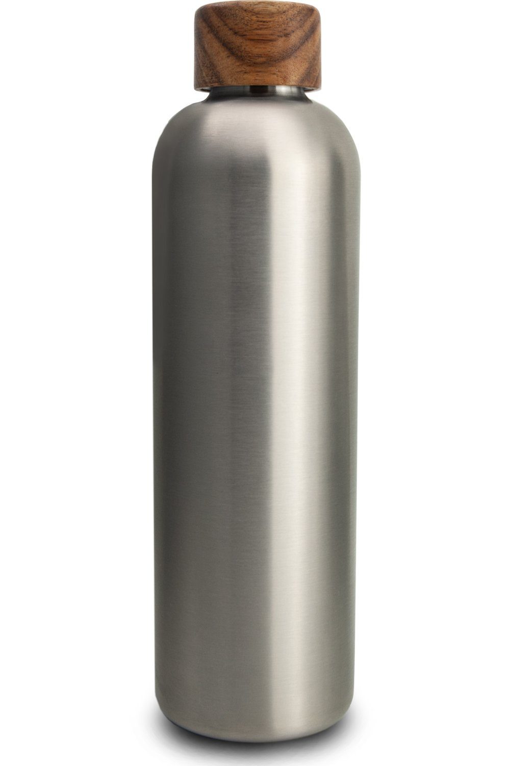 TRENDY AND NEW Trinkflasche T&N Edelstahl Trinkflasche 1 Liter - Wood Edition, Thermosflasche 1l für Büro, auslaufsichere, robuste, isolierte Wasserflasche 1000ml für Kohlensäure, Thermoskanne für unterwegs, Isolierflasche für Tee & Kaffee, hält 14h HEISS 29h EISKALT, Flasche für Sprudel-Wasser Stainless Steel