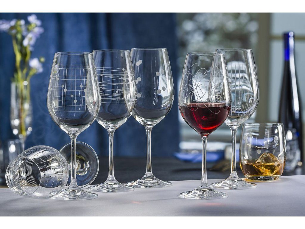 Crystalex Sektglas Elements Sektgläser 190 ml 6er Set, 6-tlg., Kristallglas, 6 verschiedene eingravierte Muster