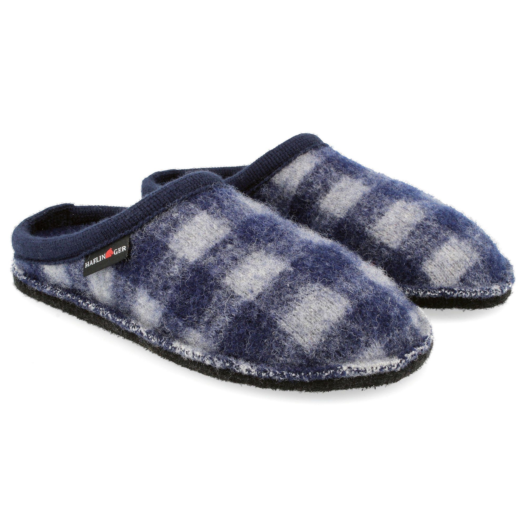 Haflinger Flair Plaid Pantoffeln Slipper aus gewalkter Wolle Karomuster Unisex Hausschuh