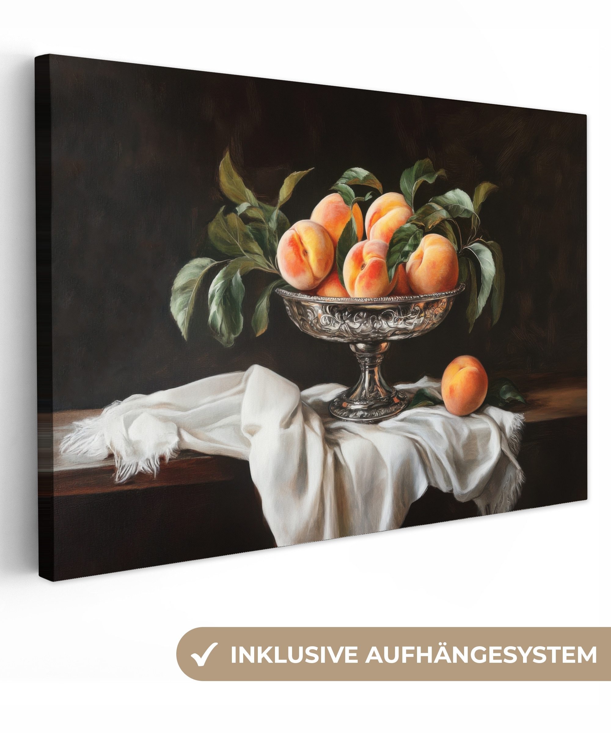 OneMillionCanvasses® Leinwandbild Stillleben - Pfirsiche - Vintage, Fotodru günstig online kaufen