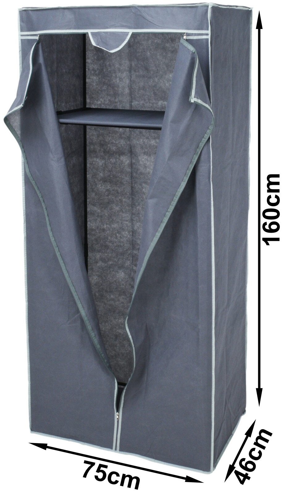 Koopman Campingschrank Kleiderschrank Stoffschrank 160x75 cm Grau Stecksyst günstig online kaufen