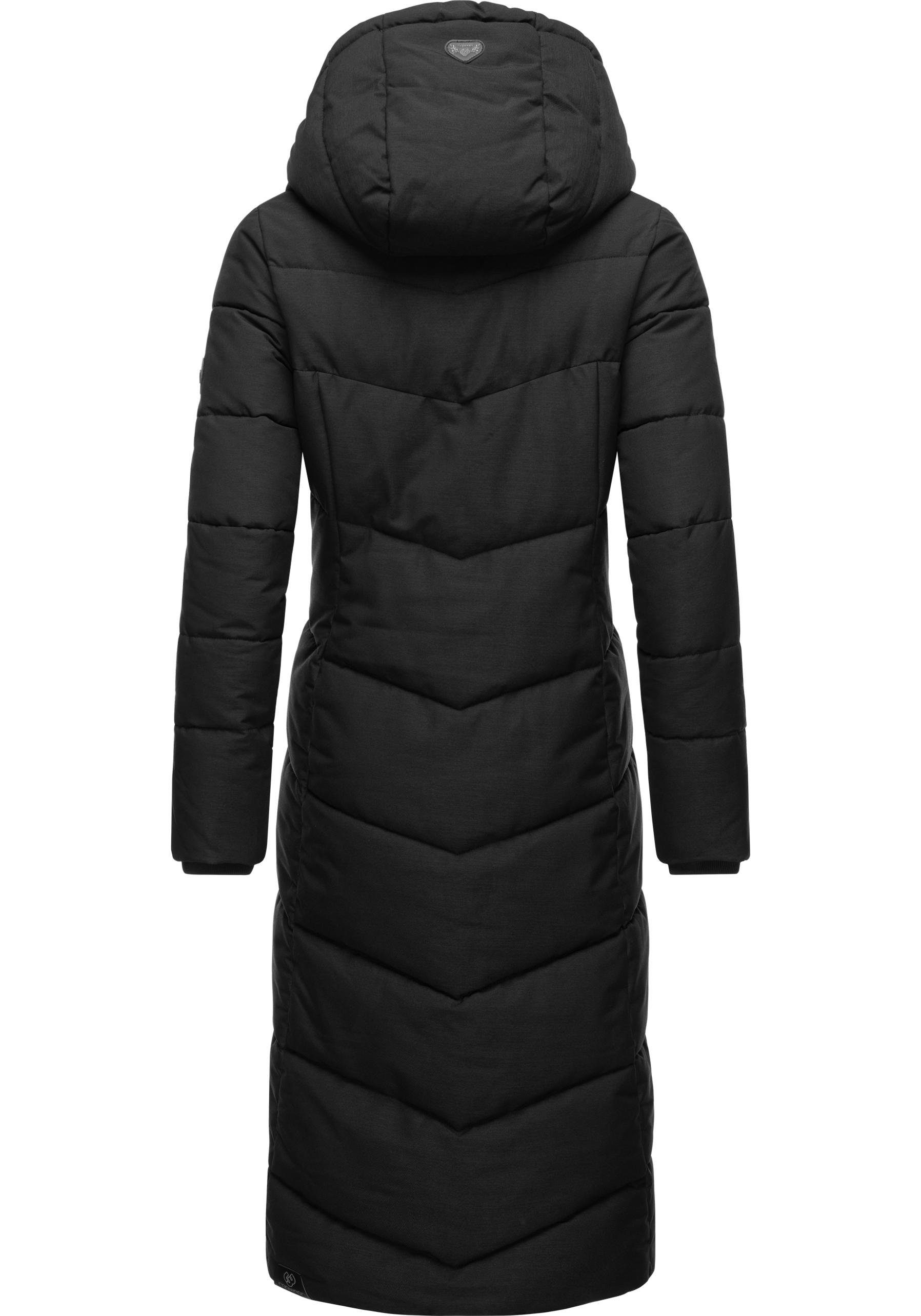 Ragwear Wintermantel Pavla Long extralanger Winterparka mit Teddyfutter und Kapuze