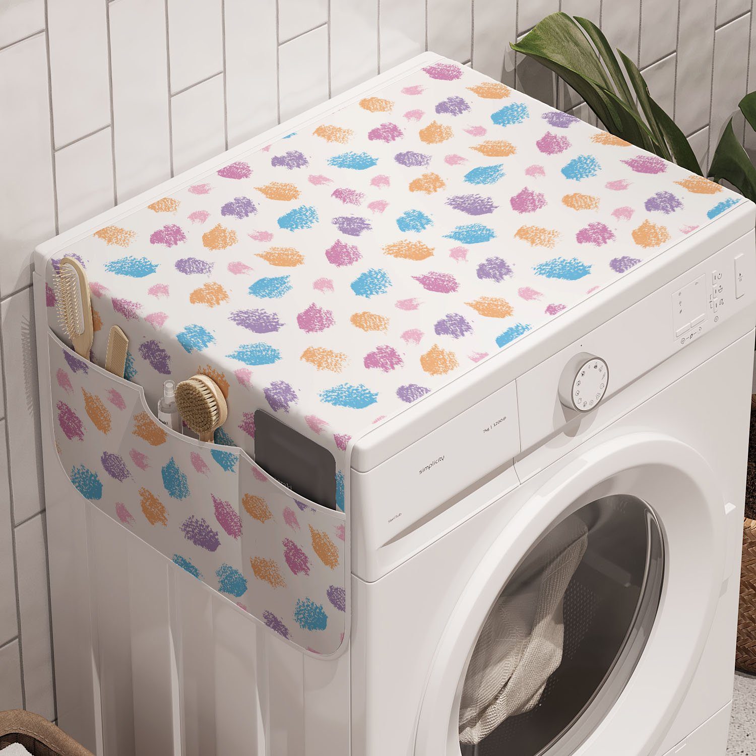 Waschmaschine Badorganizer Pastel Trockner, für und Abakuhaus Abstrakt Farben-Anschläge Anti-Rutsch-Stoffabdeckung