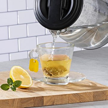 GOURMETmaxx Wasserkocher Glas-Wasserkocher 1,7l Edelstahl/schwarz, 1.7 l, 2200,00 W