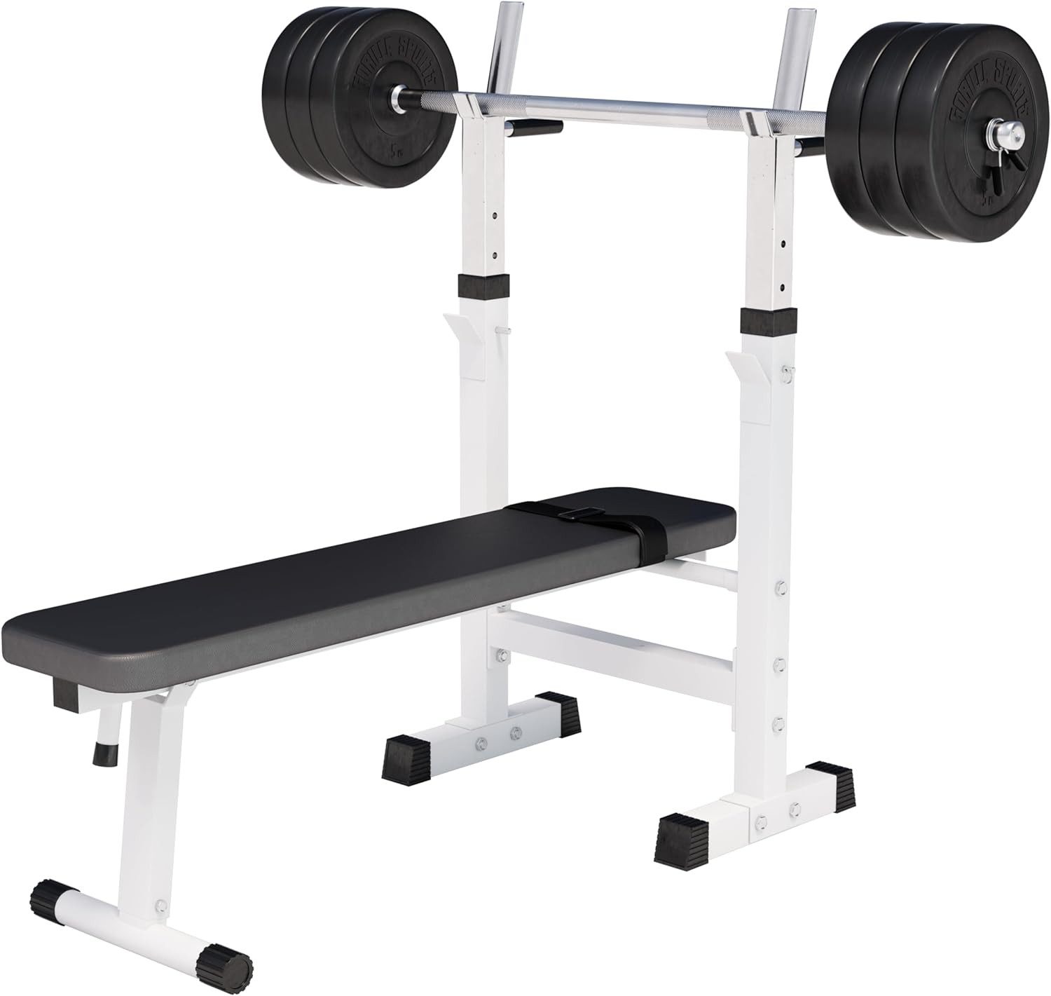 GORILLA SPORTS Hantelbank Hantelbank mit Langhantelset, (8-tlg)