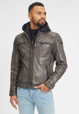 Gipsy Lederjacke GMRao Gipsy - Herren Echtleder Lederjacke Kapuze Lammnappa grey