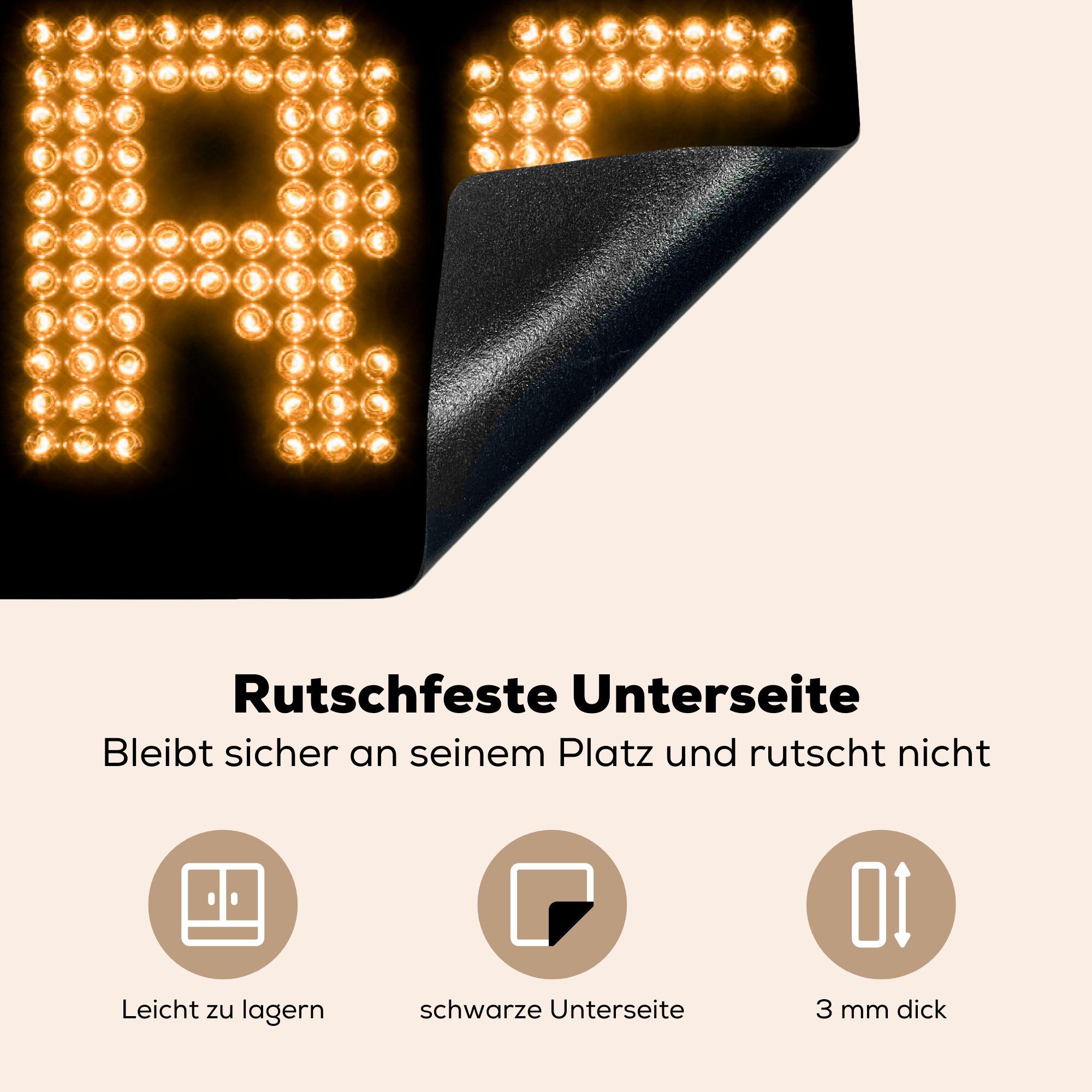 geöffnet, die Induktionskochfeld cm, für mit 24 Schutz Herdblende-/Abdeckplatte 81x52 tlg), Willkommensschild Stunden MuchoWow küche, (1 der Ein Ceranfeldabdeckung Aufschrift Vinyl,