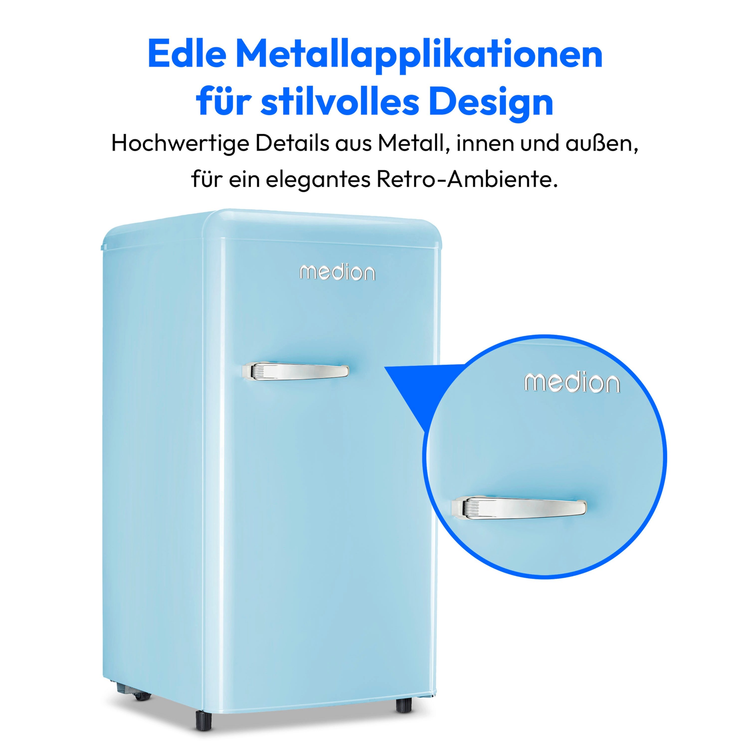 Medion® Kühlschrank MD37800, 91 cm hoch, 48 cm breit, 91 Liter Kühlraum, 38 dB, höhenverstellbare Füße, Kältemittel: R600a
