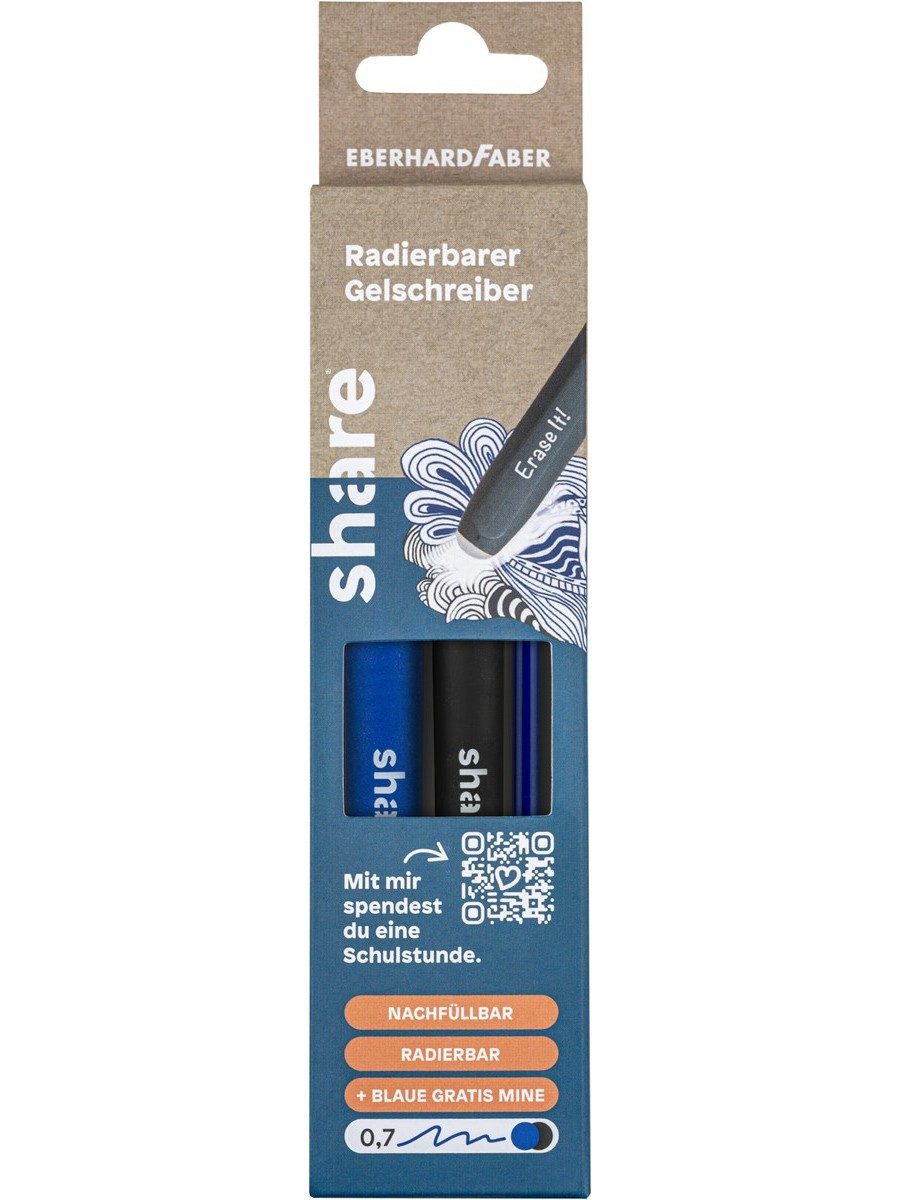 edding Gelroller Stifteset 2er Set mit Rundspitze 0,7 mm Schwarz Blau