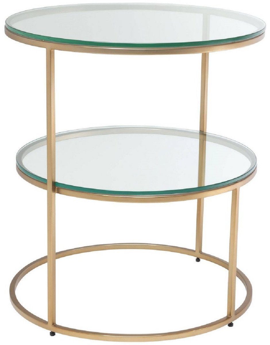 Luxus Qualität Glasplatten Edelstahl mit Beistelltisch Tisch Messingfarben cm 57 - Luxus Runder Padrino gehärteten 50 H. x - Beistelltisch Ø Casa