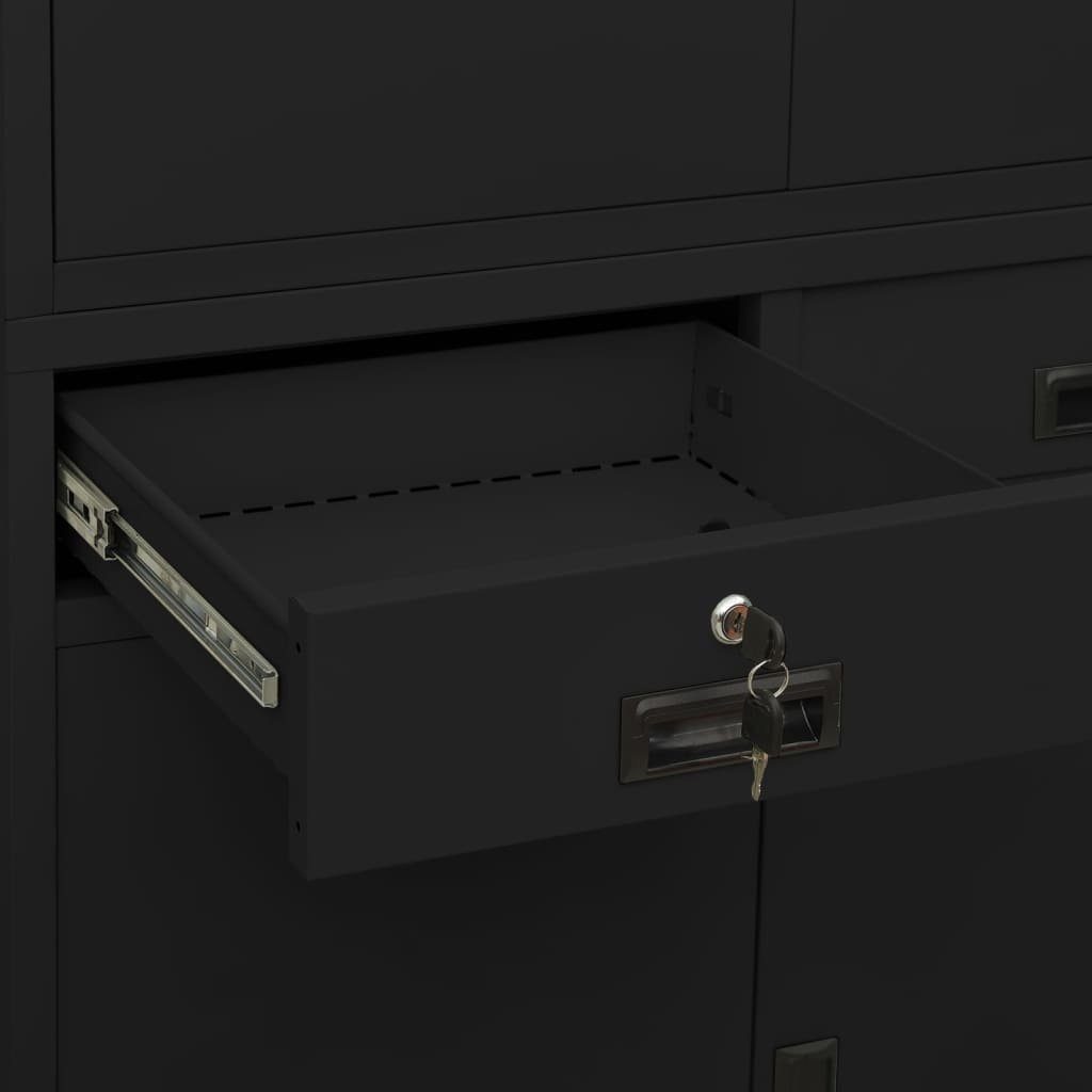 cm Stahl Fächerschrank Büroschrank 90x40x180 vidaXL Schwarz (1-St)