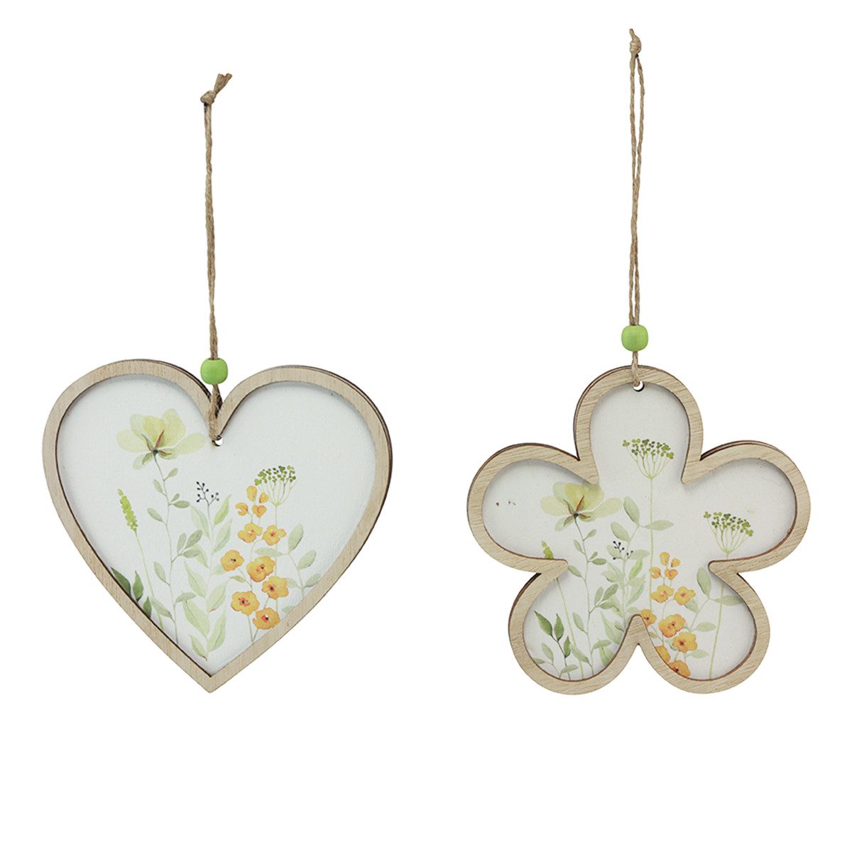 Hängedekoration Deko Anhänger Holz Blume Herz Motiv Vintage Frühling Sommer Deko 12cm