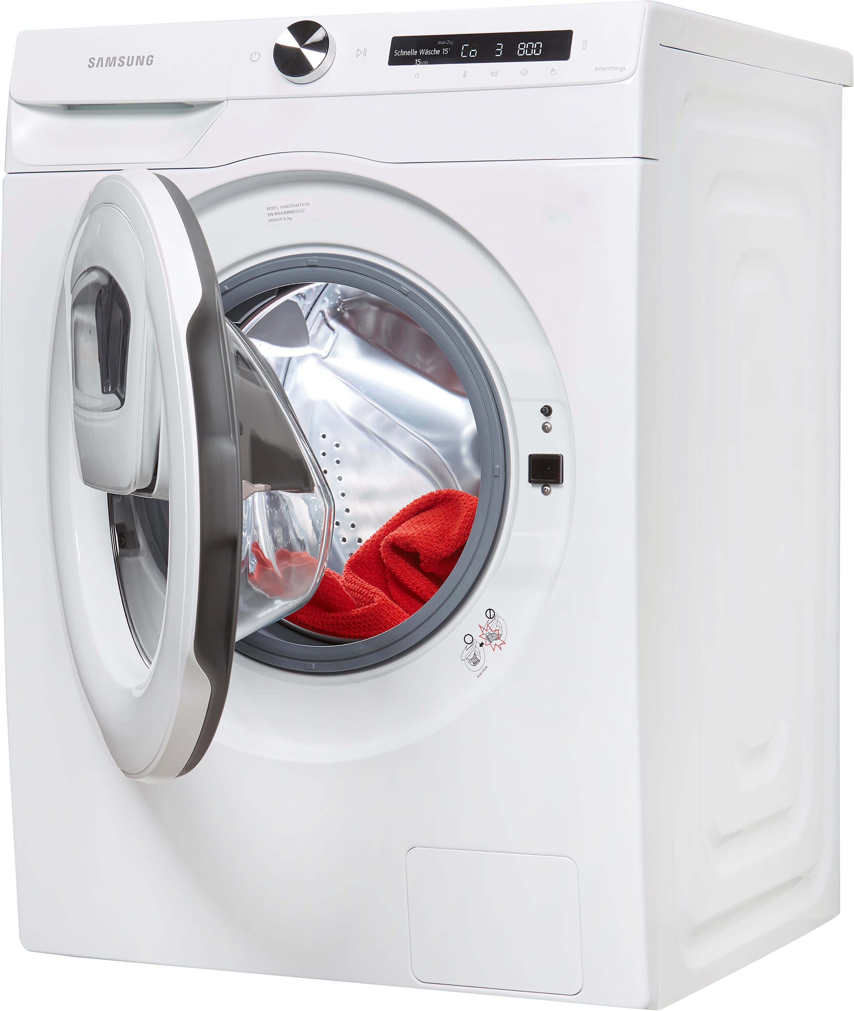 Samsung Waschmaschine WW5500T kg, WW80T554ATW, 1400 AddWash™ U/min, 8