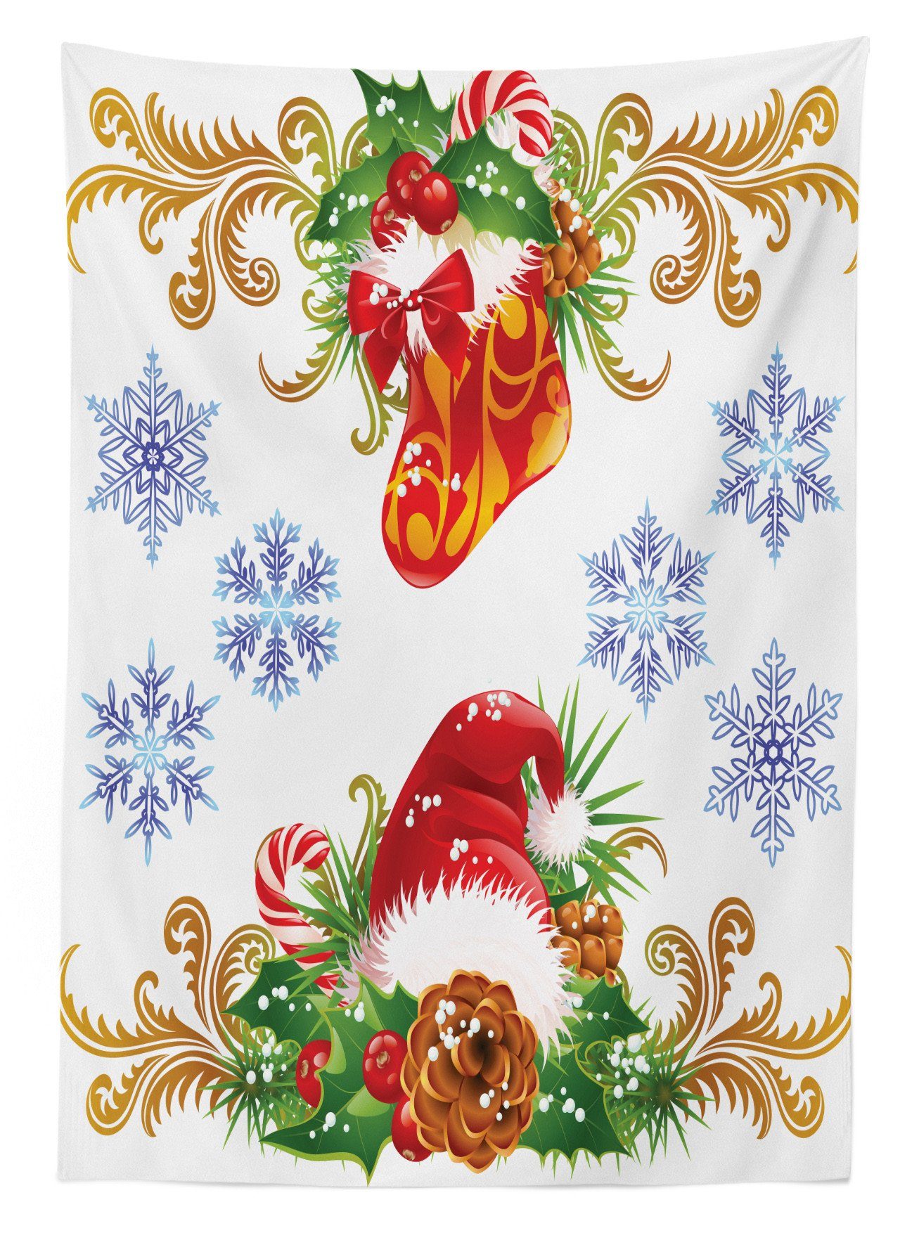 den Strumpf-Sankt-Hut Farben, Für Bereich Farbfest Außen Abakuhaus Waschbar Weihnachten Klare Tischdecke geeignet