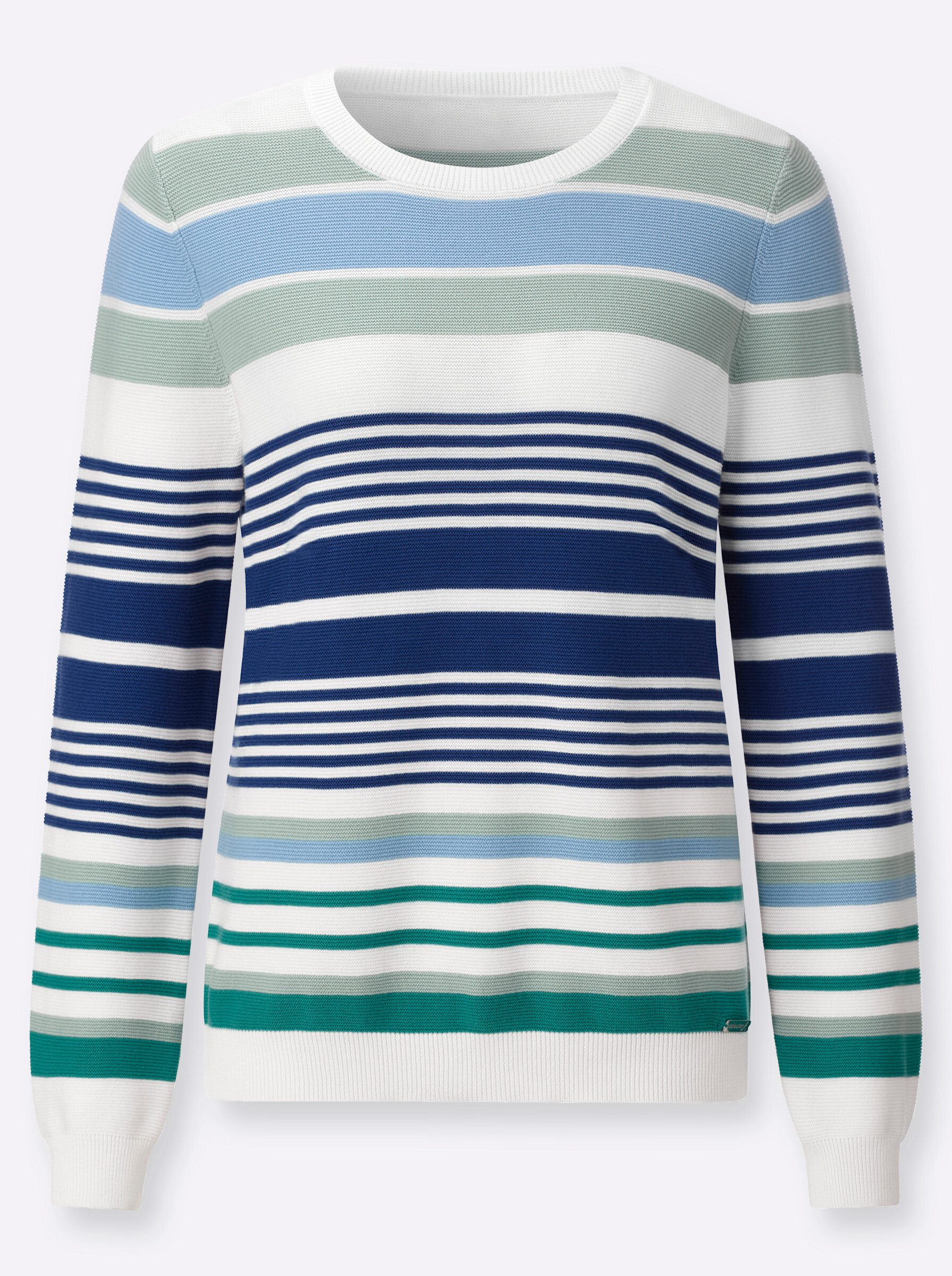 Witt Strickpullover Ringel-Pullover Langarm Perlfang