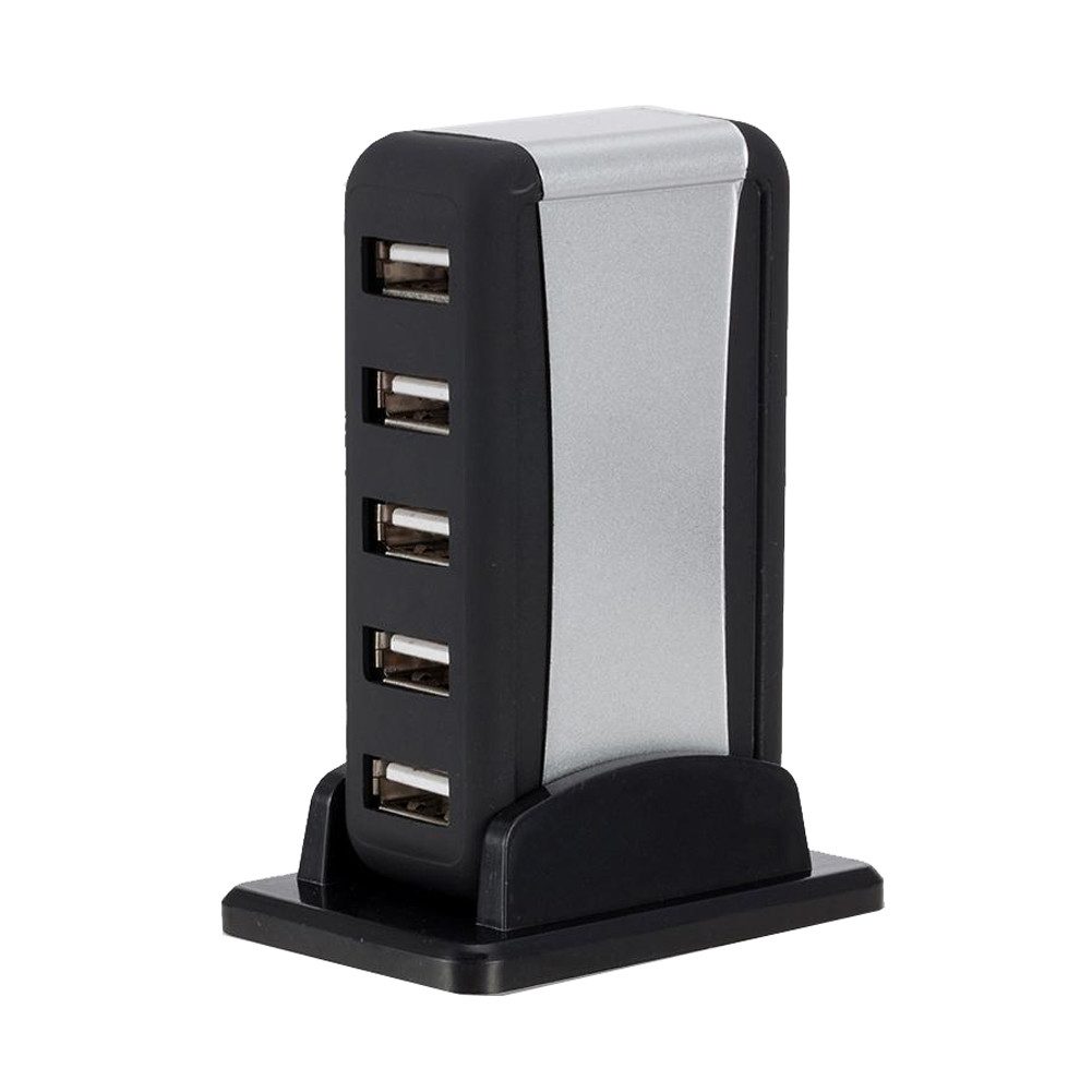 Bolwins USB-Verteiler O19C 7Port USB 2.0 Hub Adapter Netzteil mit Standfuß WIN MAC PC Laptop (USB-Hub-Set, 4-St., Plug & Play ohne Treiberinstallation), Aktiver 7-Port USB-2.0-Hub mit externer Stromversorgung