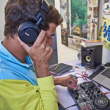 HERCULES HDP DJ45 DJ Kopfhörer mit Tisch-Stativ DJ-Kopfhörer (Geräuschisolierung, -, Kabelgebunden)