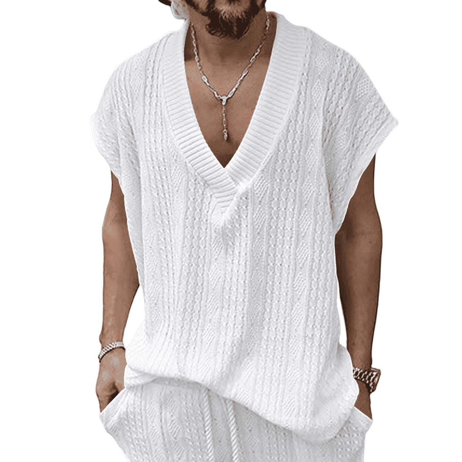 YRIIOMO T-Shirt Herren Strickweste mit Jacquard günstig online kaufen
