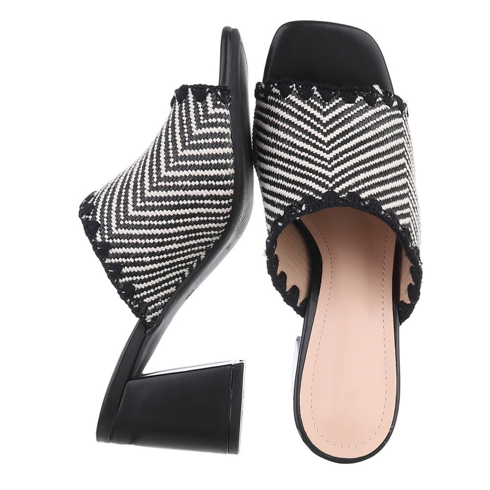 Ital-Design Elegante Mules mit Absatz für Damen - Komfort und Stil Pantolette (89930112) Blockabsatz Sandalen & Sandaletten in Schwarz