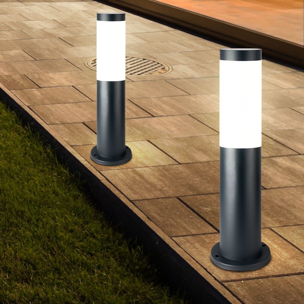 DIMMBAR Garten Farbwechsel, Außen-Stehlampe, Lampe Außen 2er Set etc-shop Sockel LED Warmweiß, RGB inklusive, Leuchtmittel LED