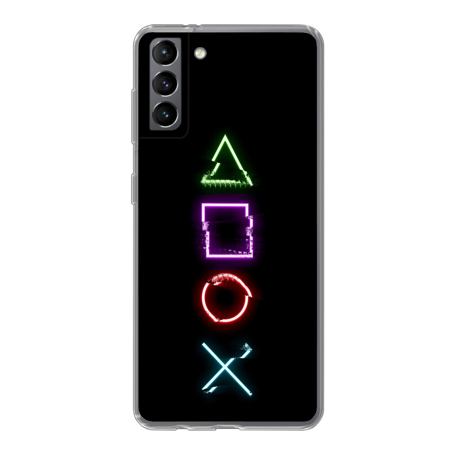 MuchoWow Handyhülle für Samsung Galaxy S21 Plus Spiele - Controller - Neon, Phone Case, Silikon, Schutzhülle Dünn