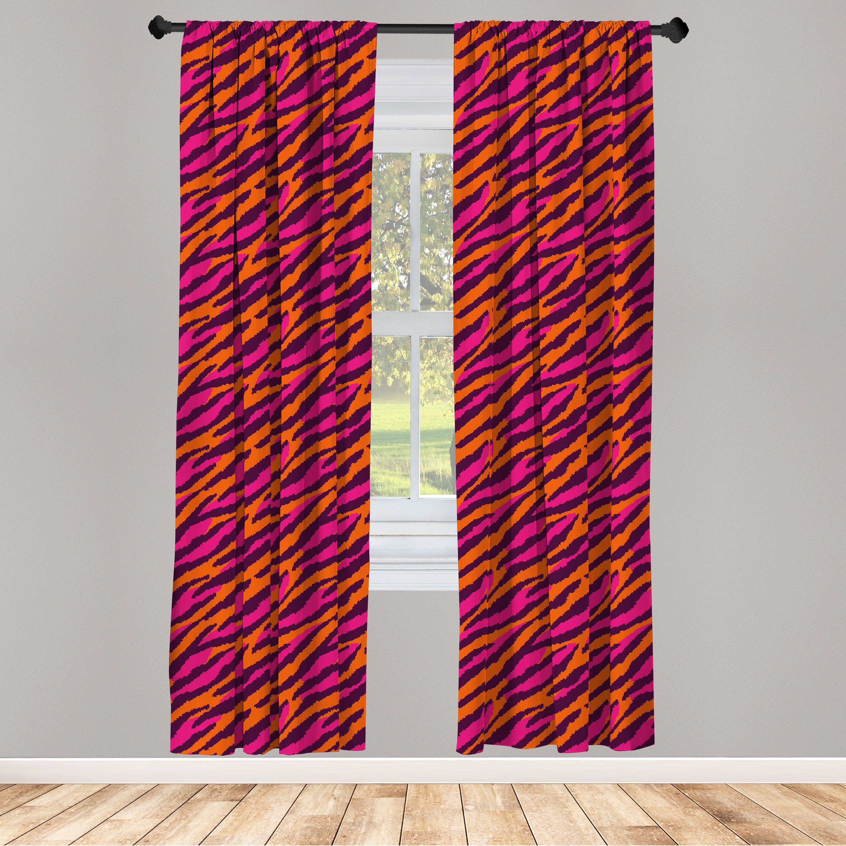Gardine Vorhang für Wohnzimmer Schlafzimmer Abakuhaus, Stripes Fortsetzung Microfaser, Safari Strokes Dekor