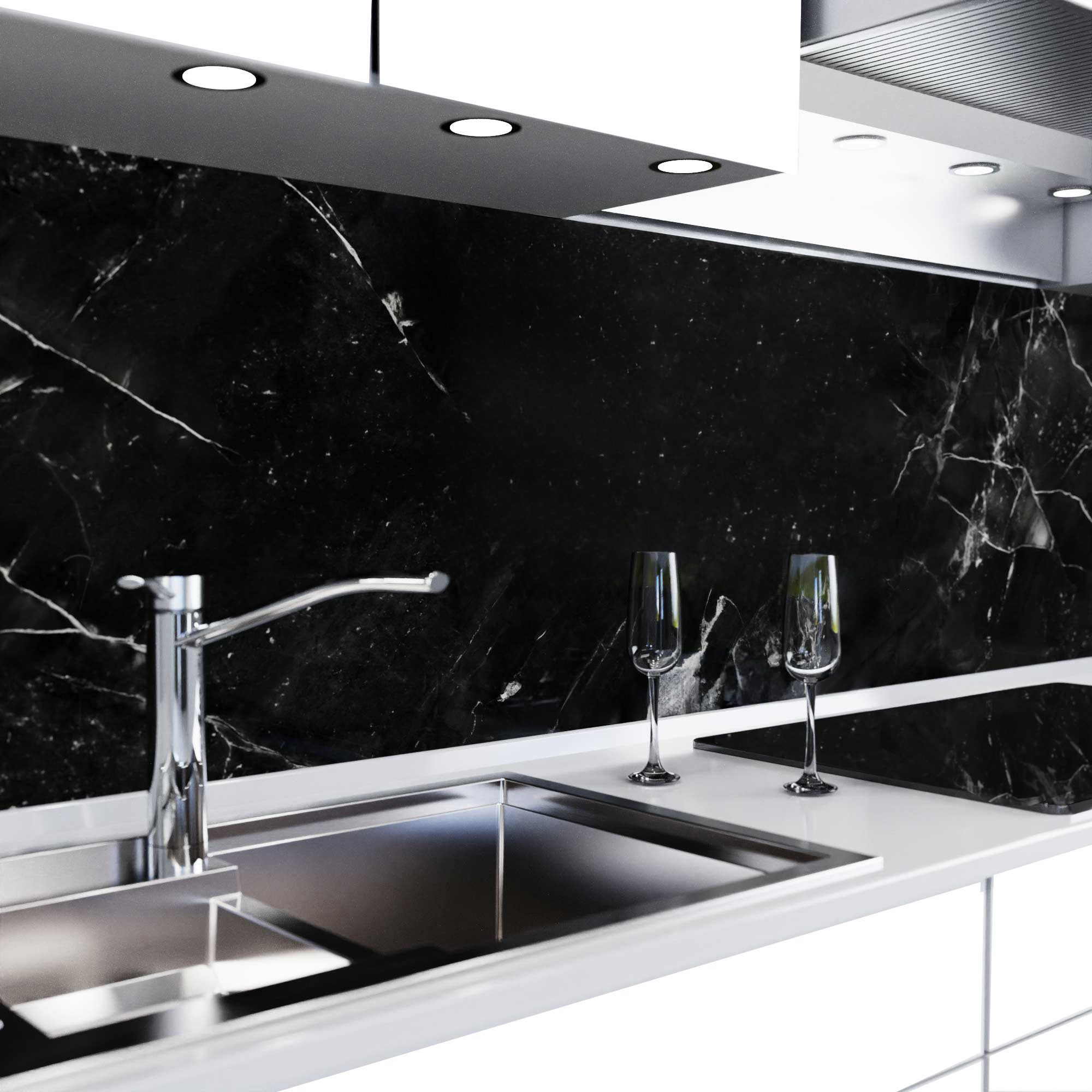 danario Küchenrückwand Folie selbstklebend - Matt - Spritzschutz Küche - versteift & robust