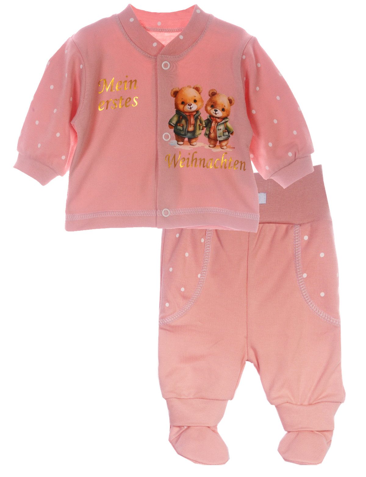 Langarmshirt & Hose Baby Anzug in Puderrosa Hemdchen und Schlupfhose