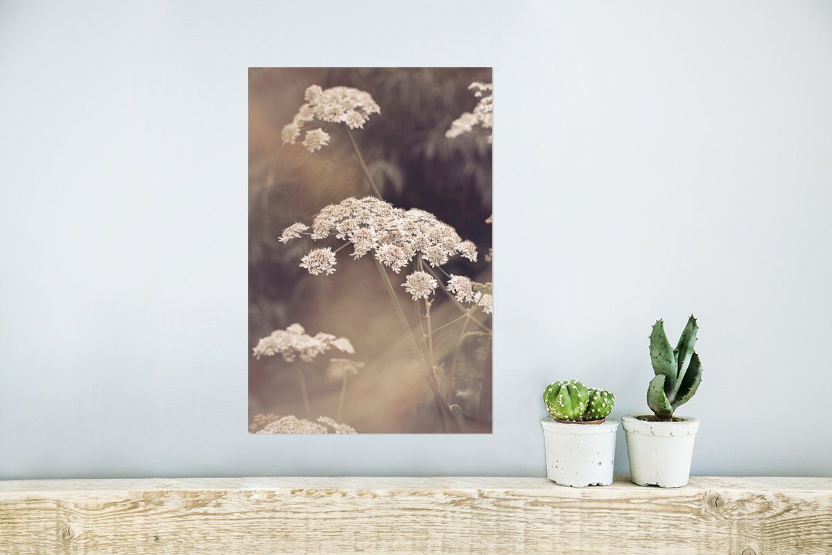 St), Poster, für Pflanze Ohne Poster - Wandbild, Blumen, Wohnzimmer, - Rahmen Natur Weiß MuchoWow Wandposter - (1