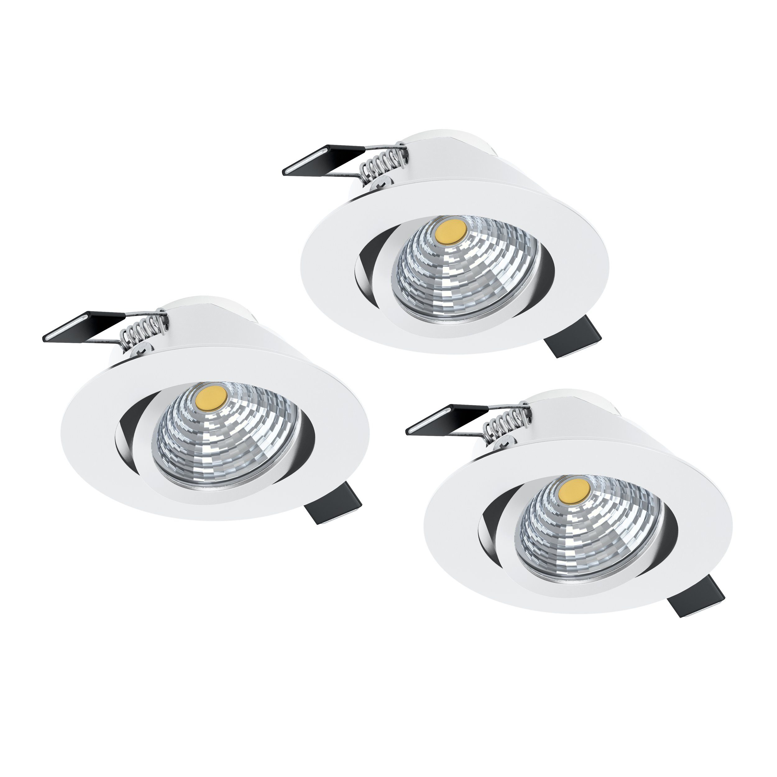 EGLO LED Einbauleuchte Saliceto, Leuchtmittel inklusive, 3er Set LED Einbaustrahler, Deckenspot, Deckenstrahler, Ø 8,8 cm