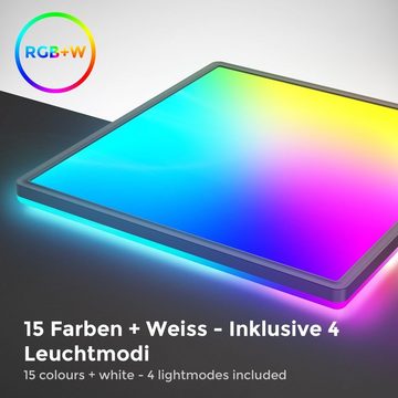 B.K.Licht Deckenleuchte RGBW LED Panel dimmbar 42x42cm ultra-flach 22W 2700Lm schwarz BKL1552, Dimmfunktion, LED fest integriert, Farbwechsler, Neutralweiß